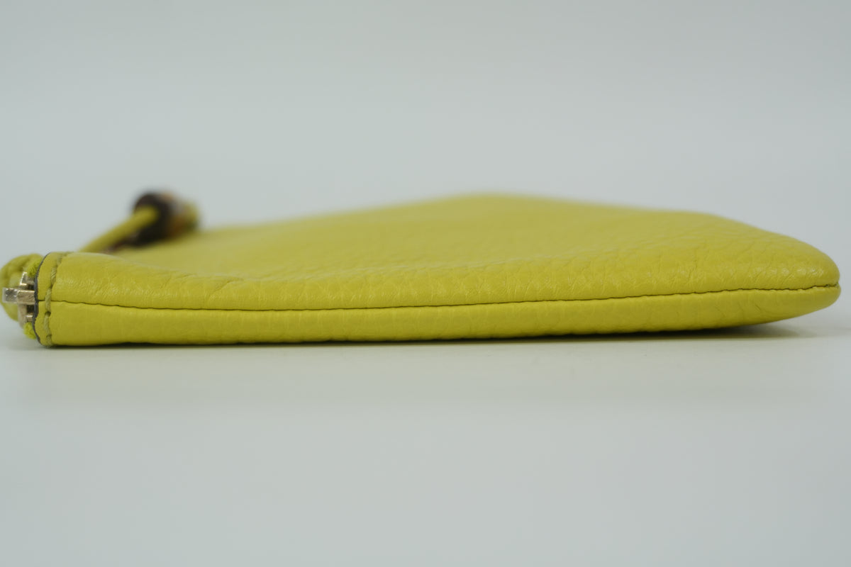 Pre-owned Gucci Bamboo Clutch Neon Green
