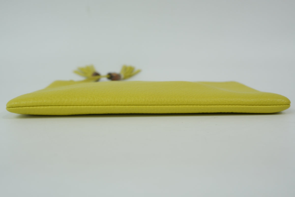 Pre-owned Gucci Bamboo Clutch Neon Green