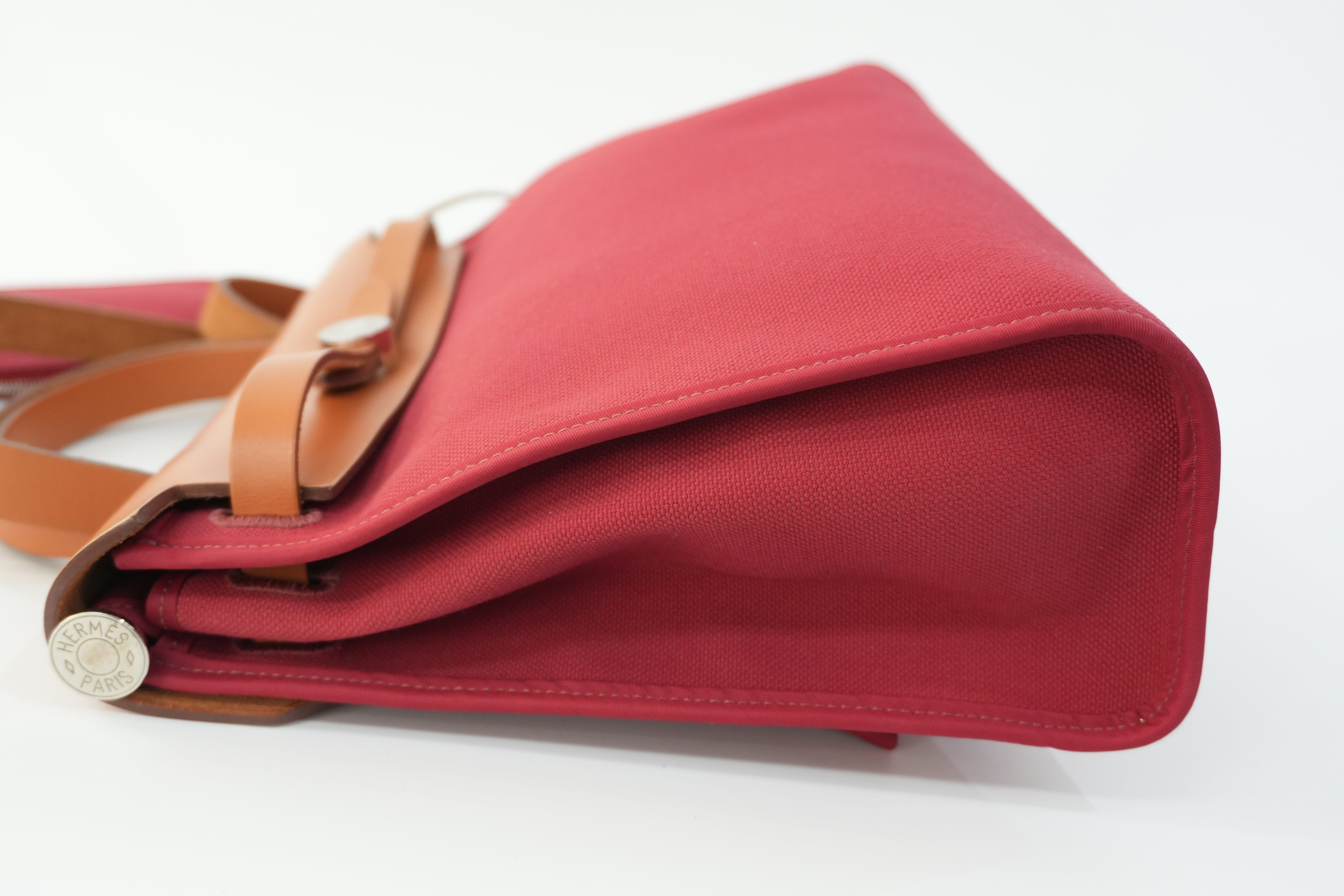 Pre-owned Hermes Canvas Herzip Tote Bag Red Orange