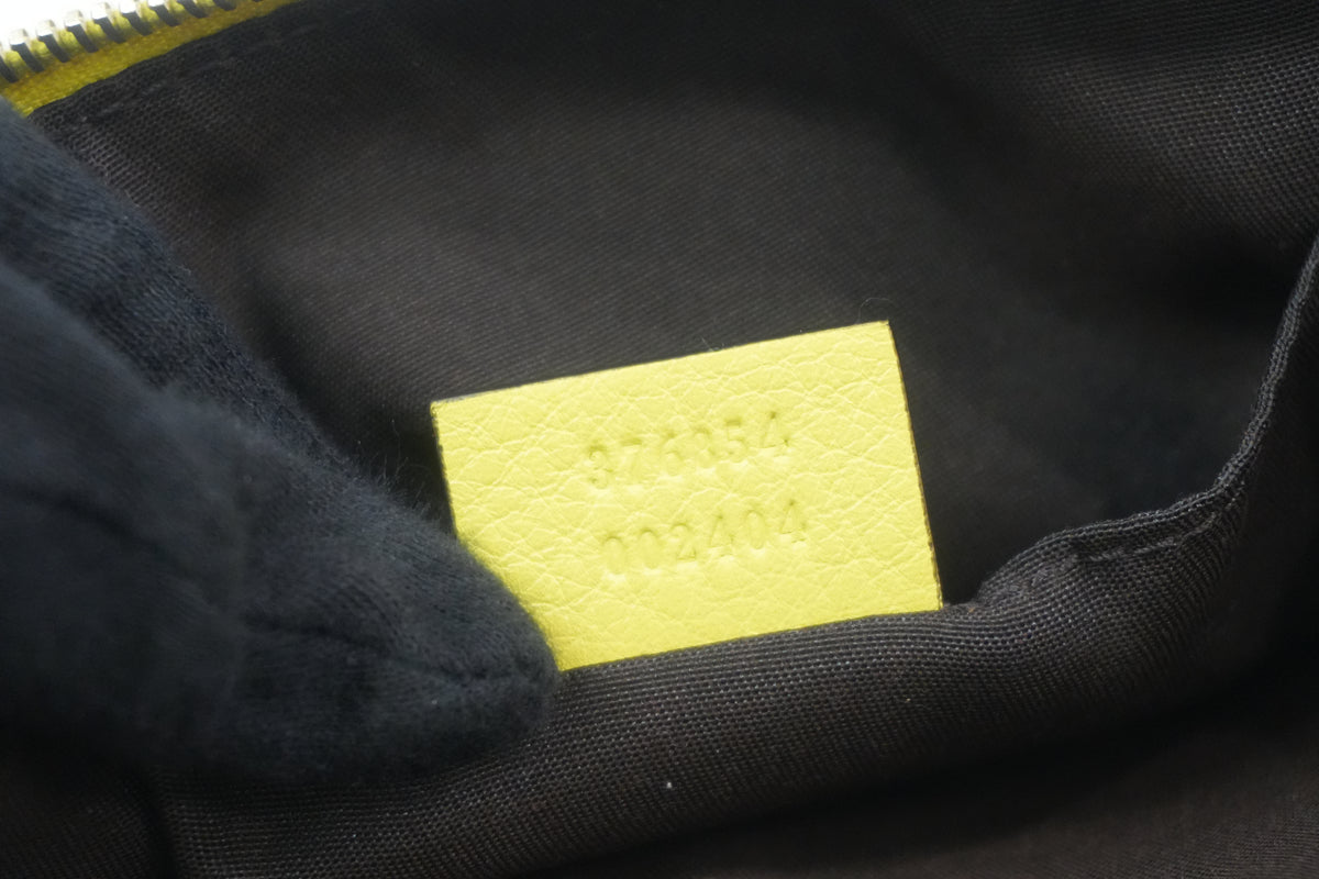Pre-owned Gucci Bamboo Clutch Neon Green