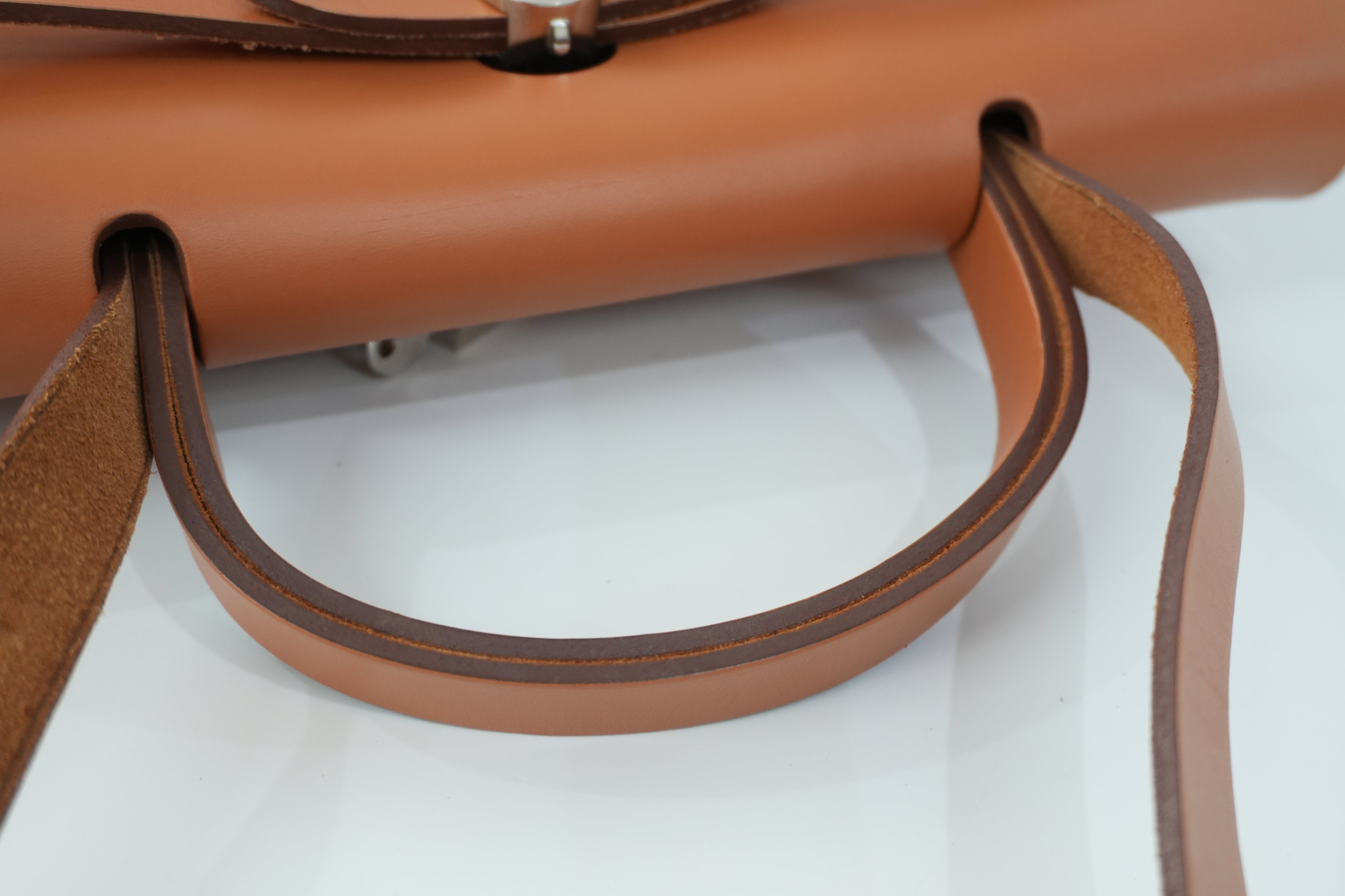 Pre-owned Hermes Canvas Herzip Tote Bag Red Orange