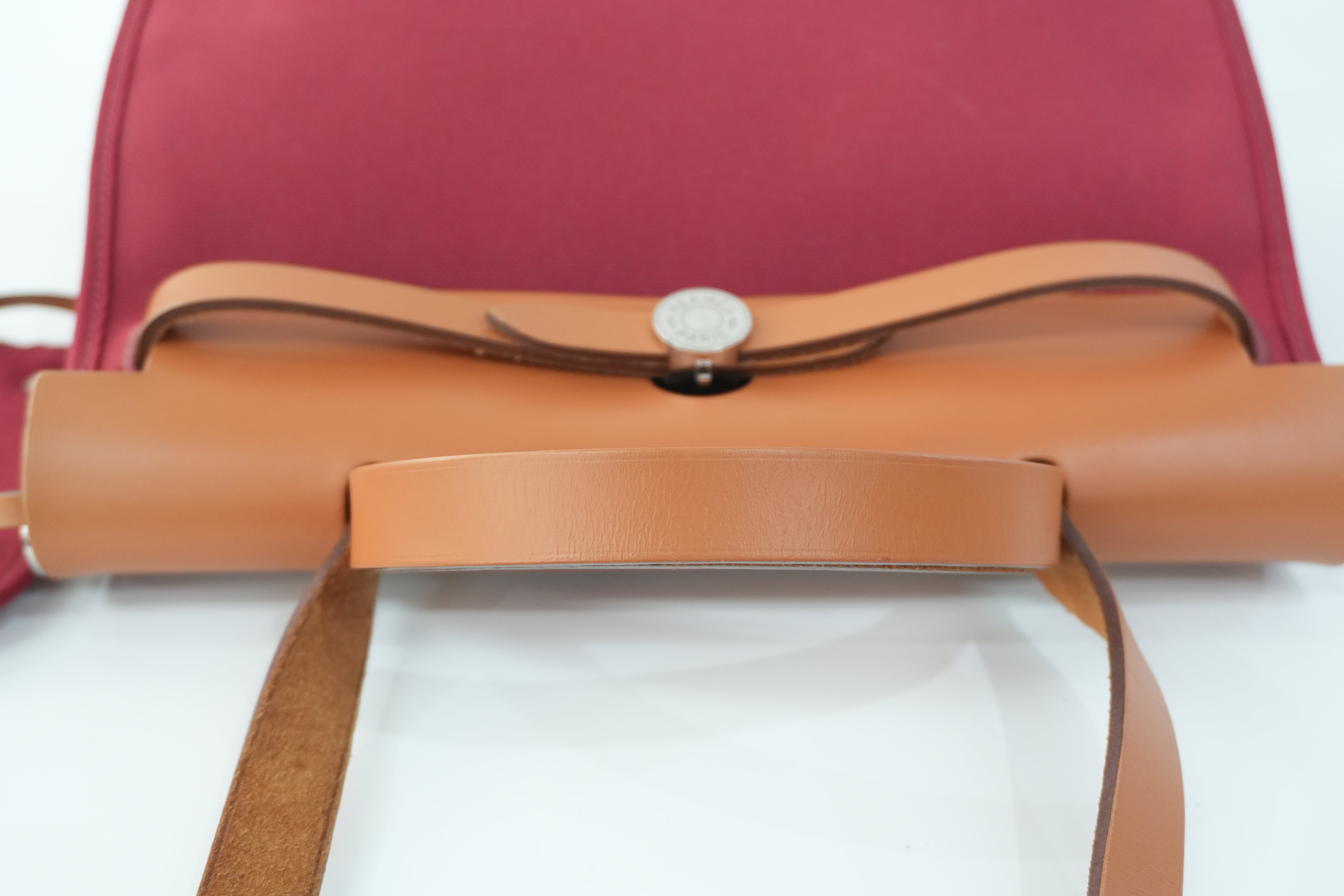 Pre-owned Hermes Canvas Herzip Tote Bag Red Orange