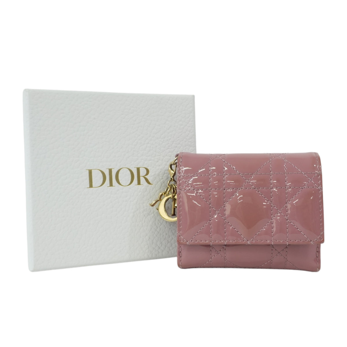 Pre-Owned Lady Dior Lotus Compact Wallet Pink