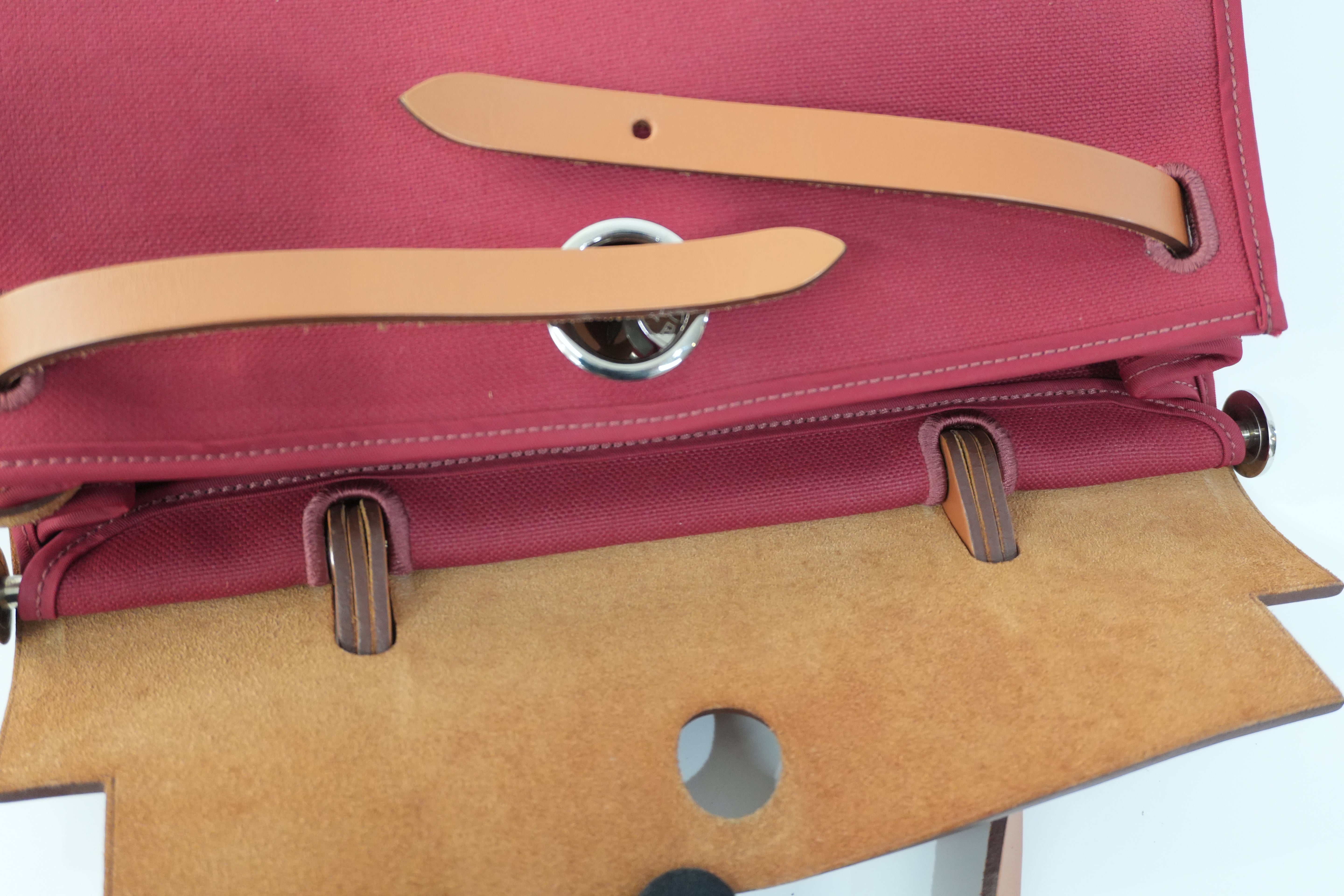 Pre-owned Hermes Canvas Herzip Tote Bag Red Orange