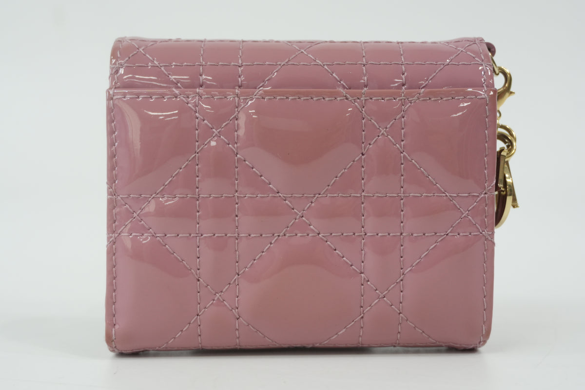 Pre-Owned Lady Dior Lotus Compact Wallet Pink