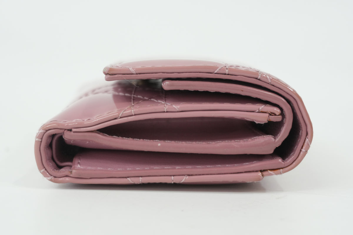 Pre-Owned Lady Dior Lotus Compact Wallet Pink