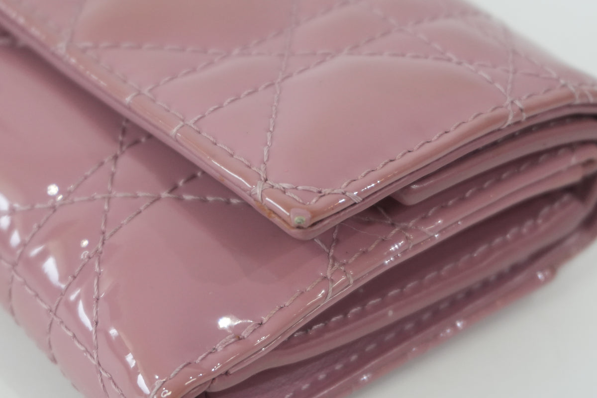 Pre-Owned Lady Dior Lotus Compact Wallet Pink