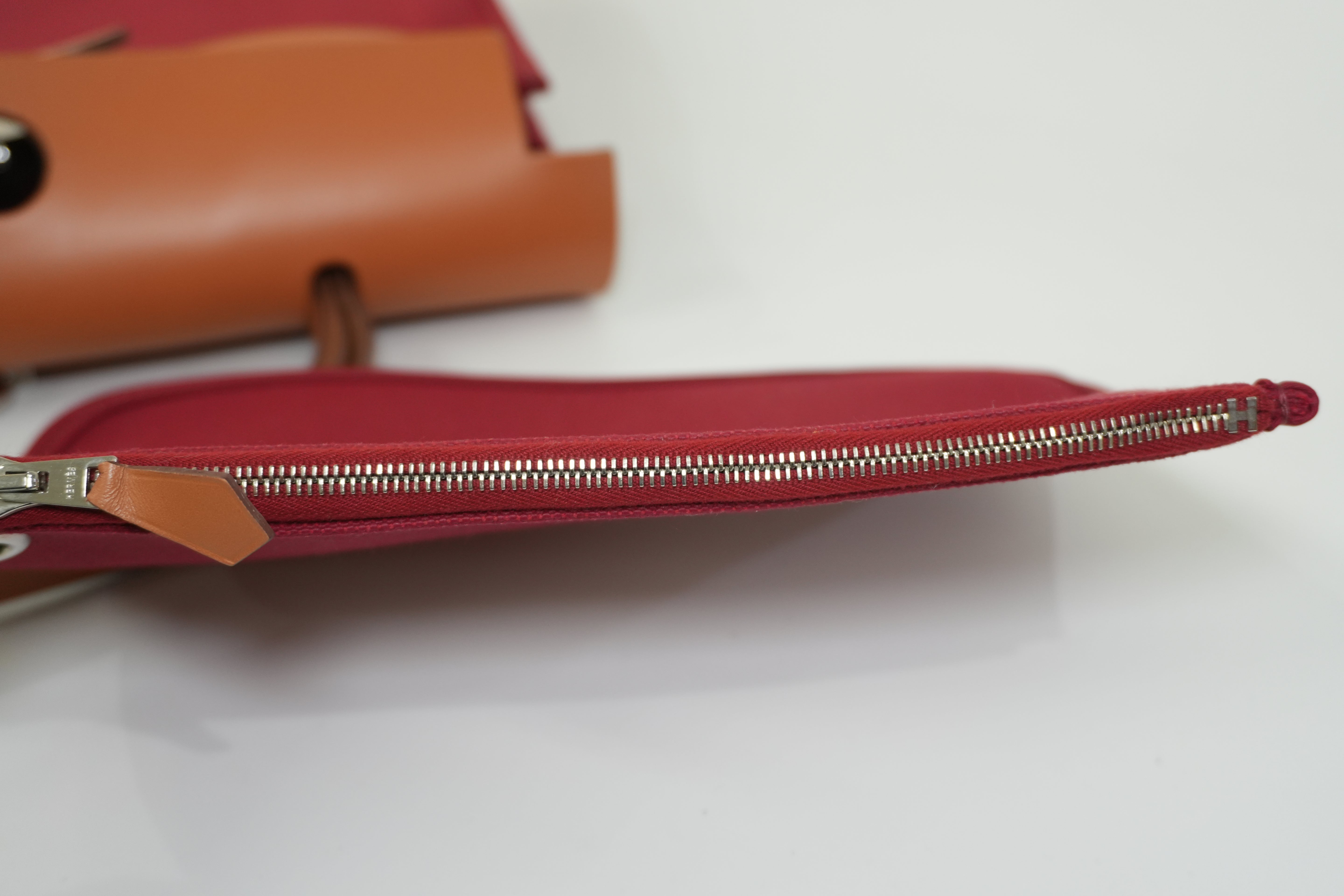 Pre-owned Hermes Canvas Herzip Tote Bag Red Orange