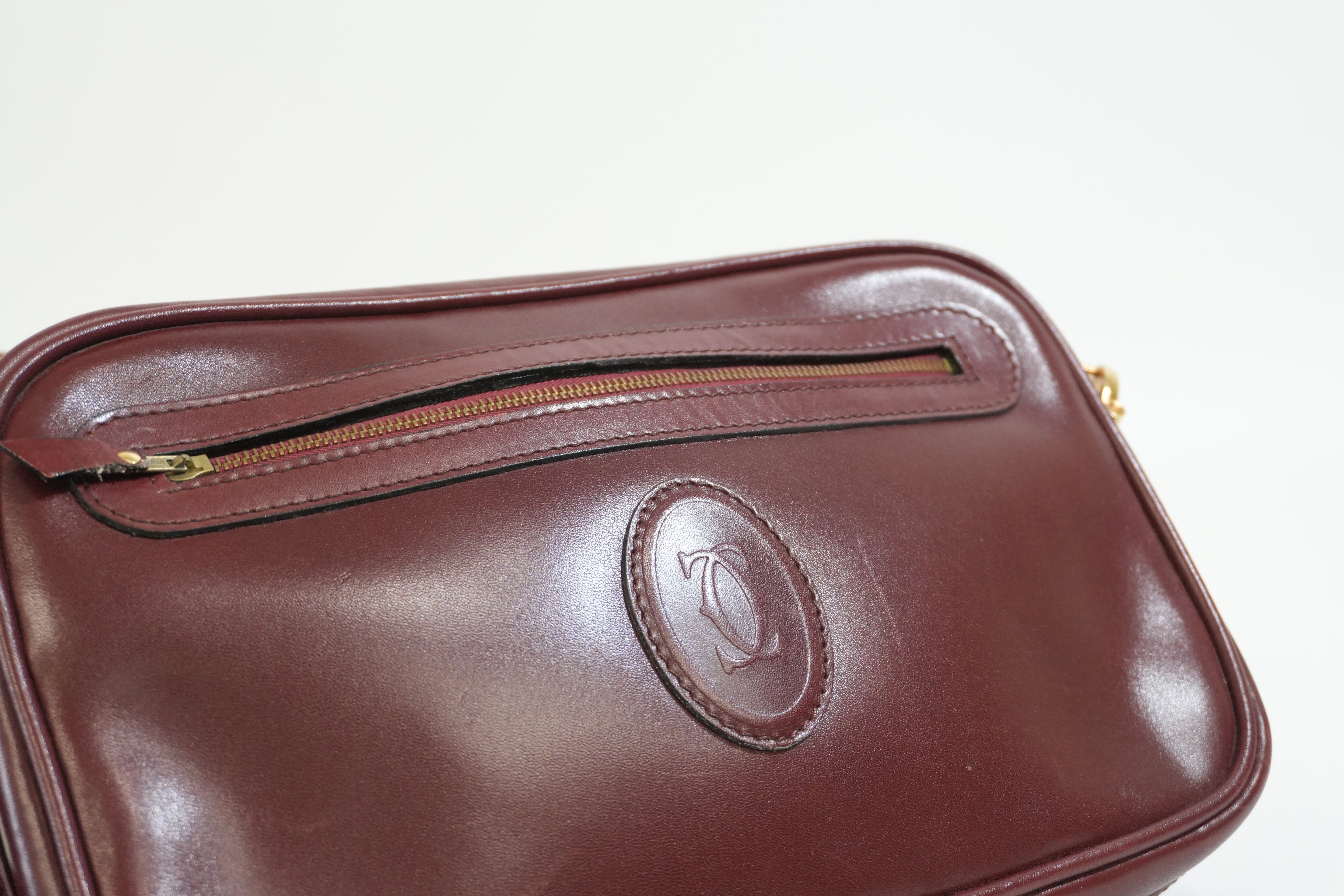 Pre-owned Cartier Crossbody Bag Burgundy