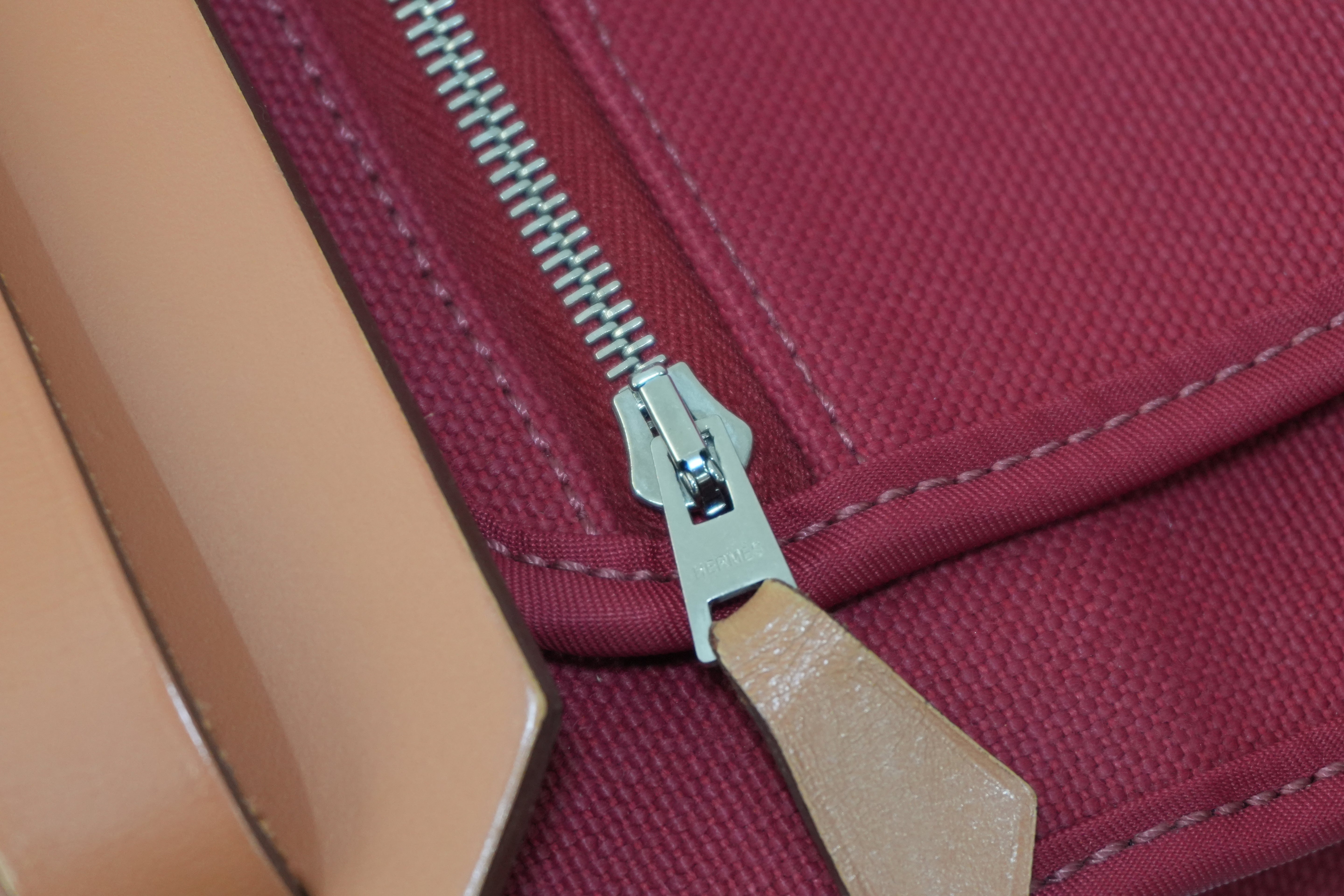 Pre-owned Hermes Canvas Herzip Tote Bag Red Orange