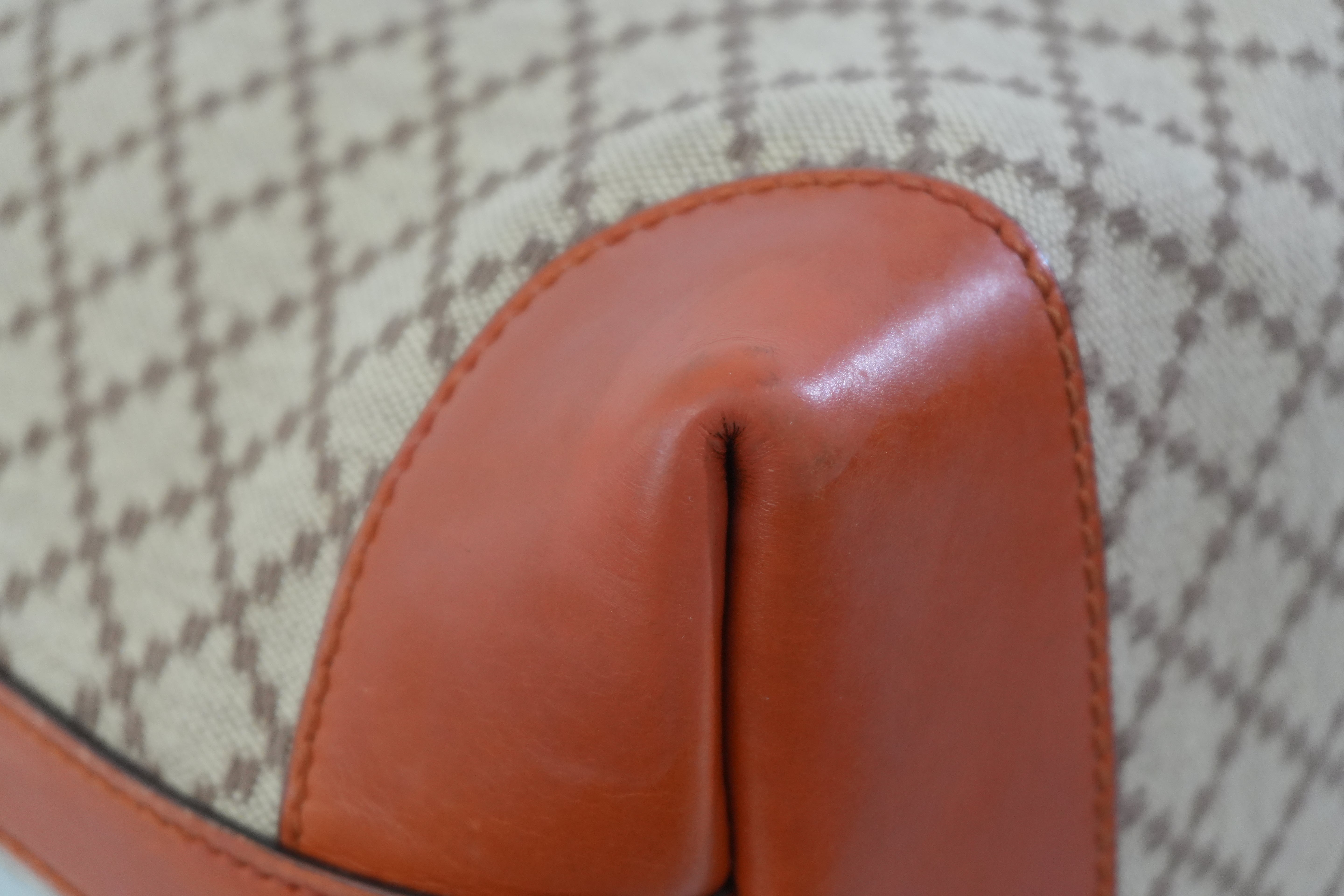 Pre-owned Gucci Fabric Canvas Diamond Tote Bag with Pouch Orange