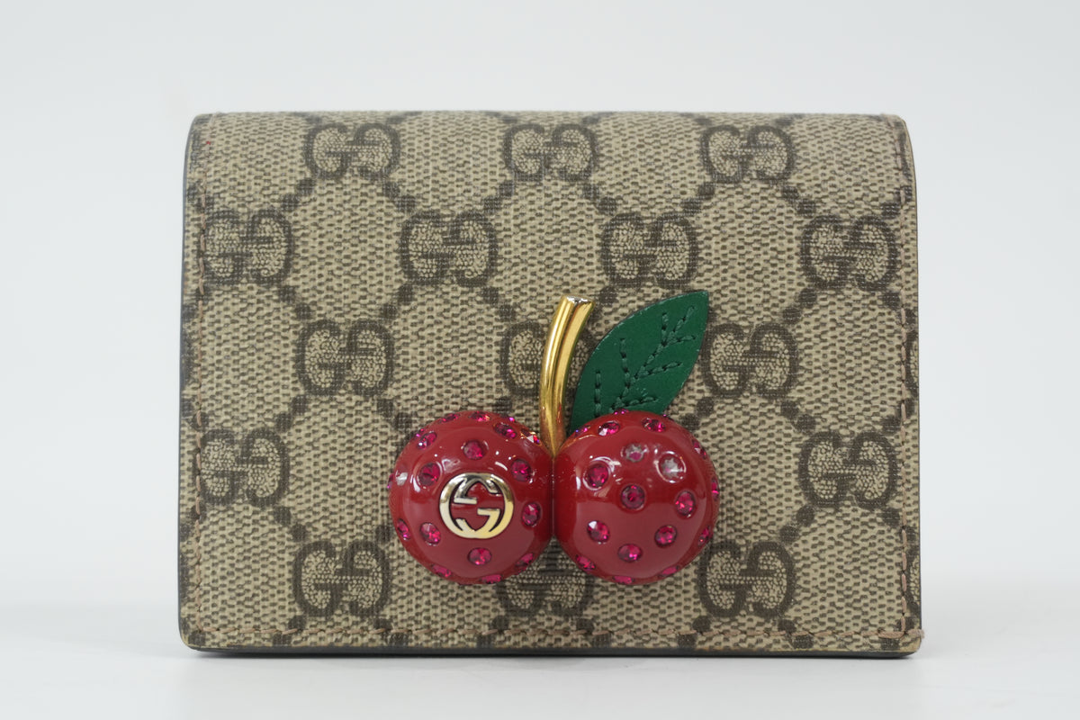 Pre-Owned Gucci cherry compact wallet Brown