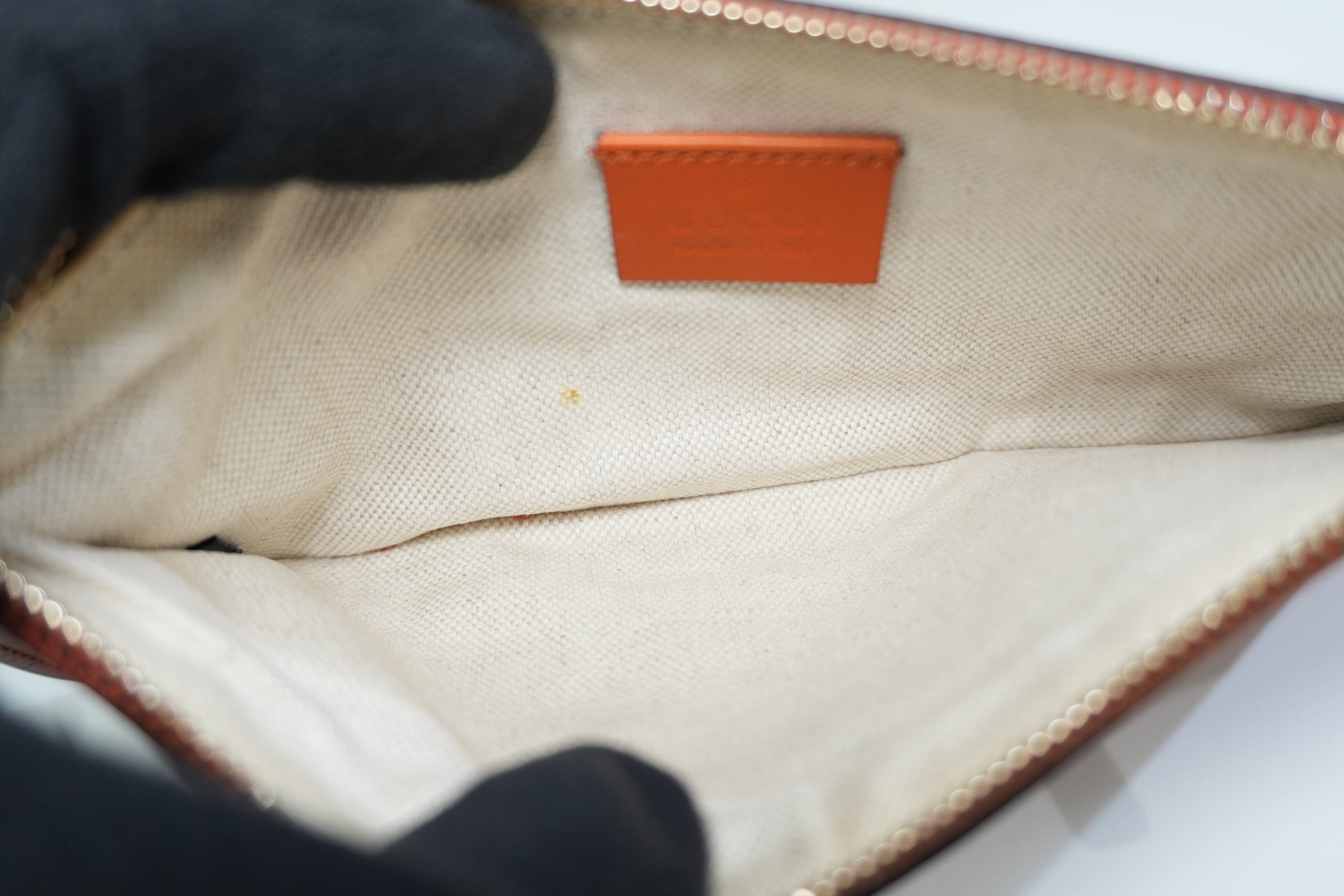 Pre-owned Gucci Fabric Canvas Diamond Tote Bag with Pouch Orange