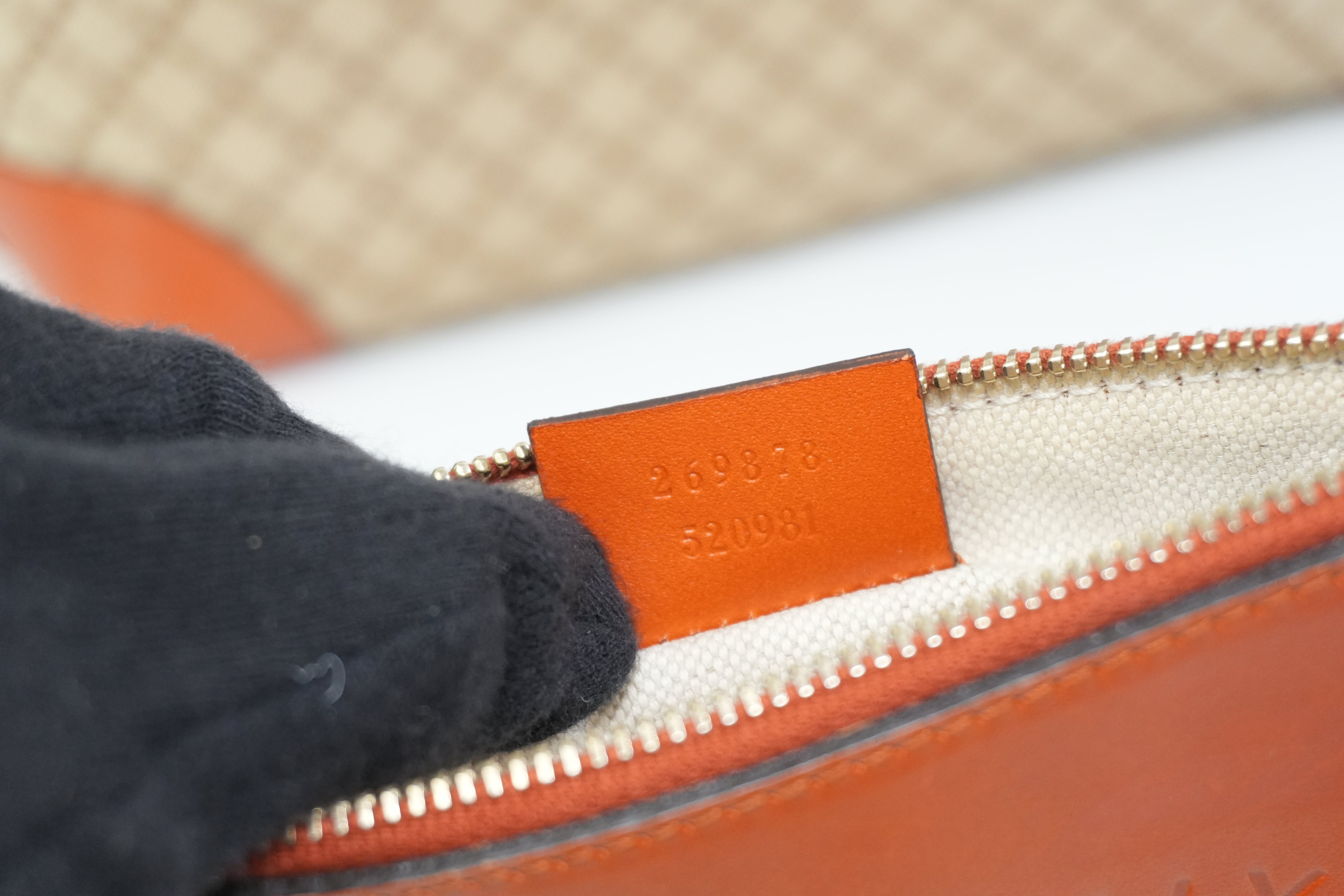 Pre-owned Gucci Fabric Canvas Diamond Tote Bag with Pouch Orange