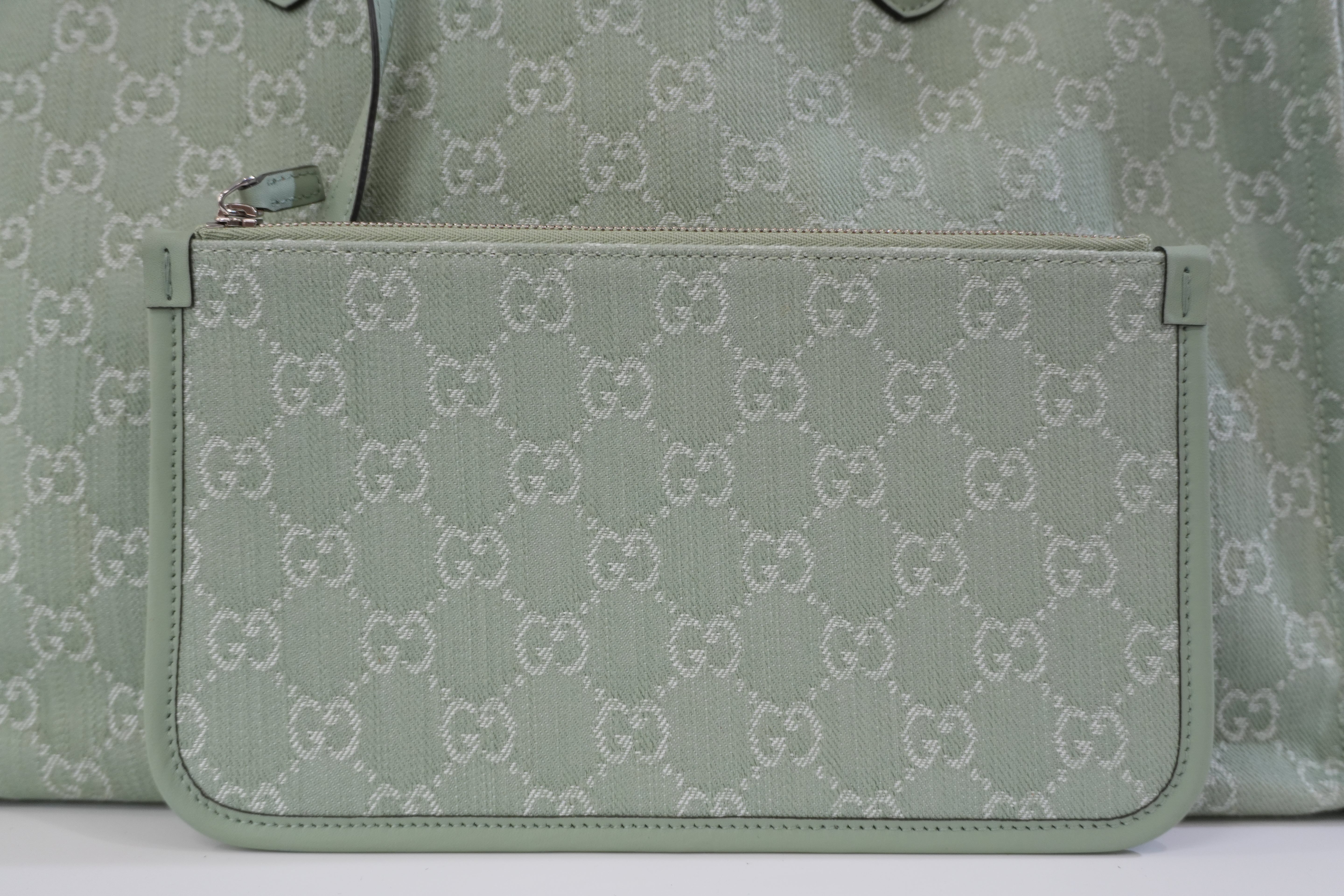 Pre-owned Gucci Large Ophidia GG Tote Bag Green