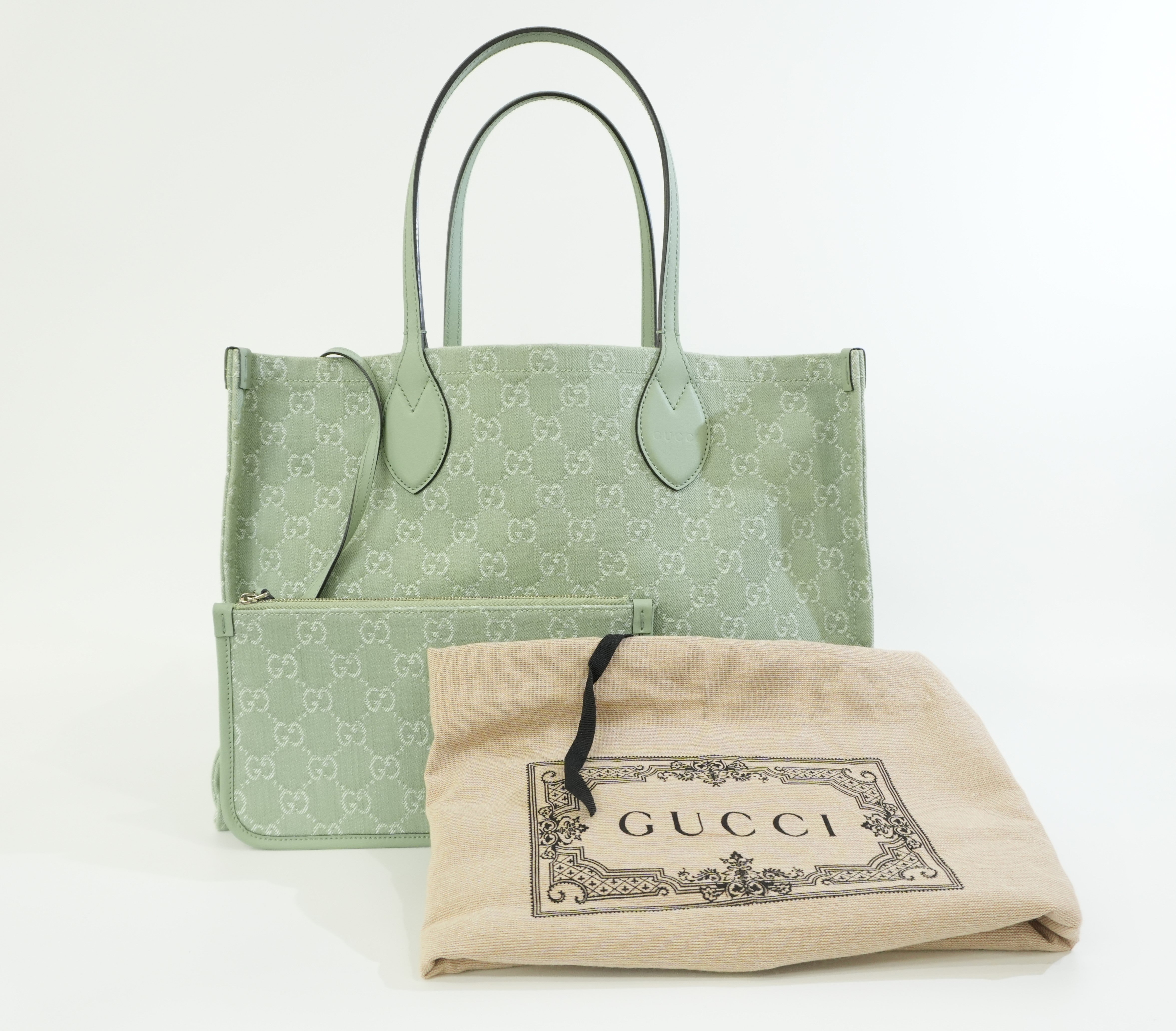 Pre-owned Gucci Large Ophidia GG Tote Bag Green