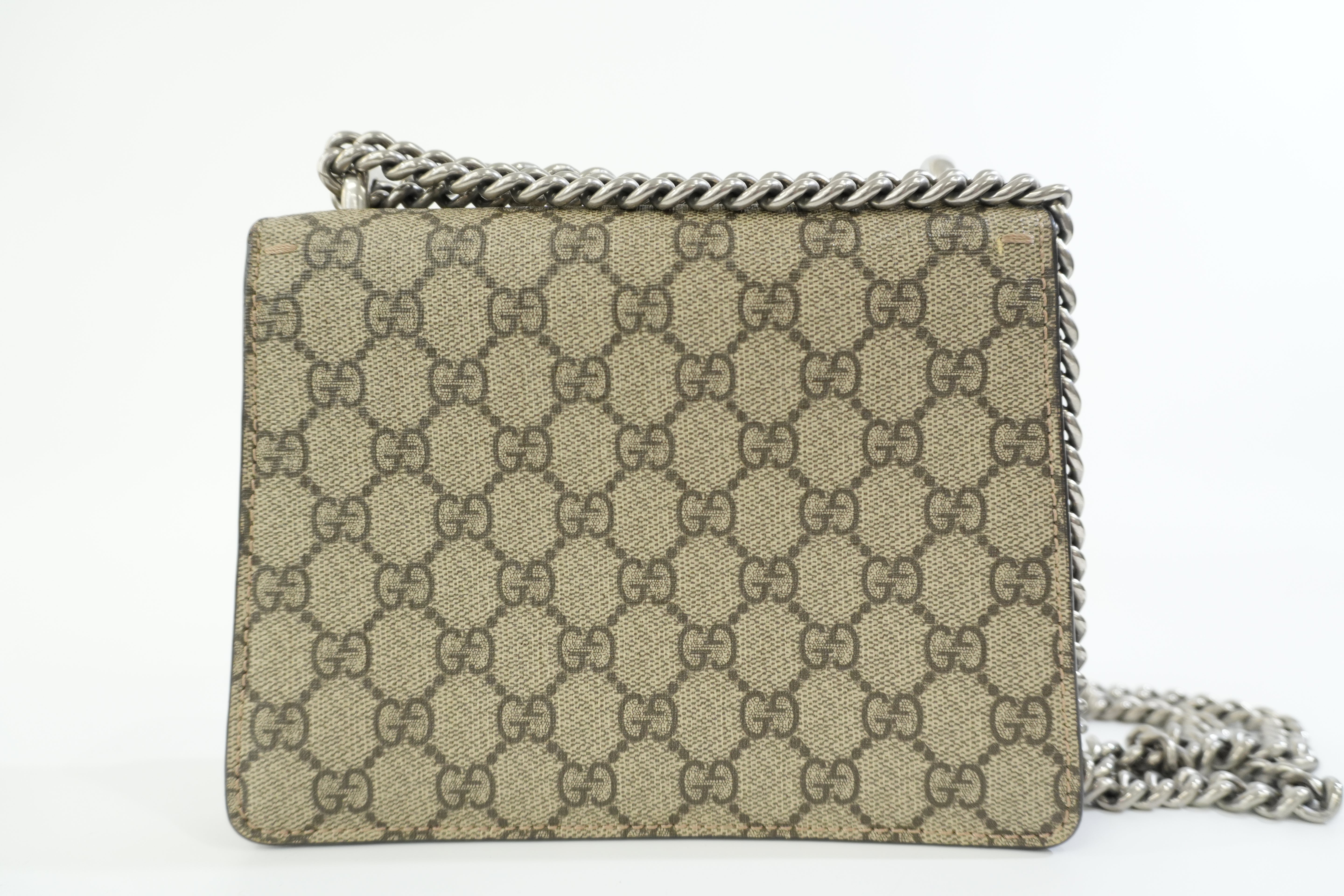 Pre-owned Gucci PVC Canvas Dionysus Double Flap Chain Shoulder Bag Brown and Red