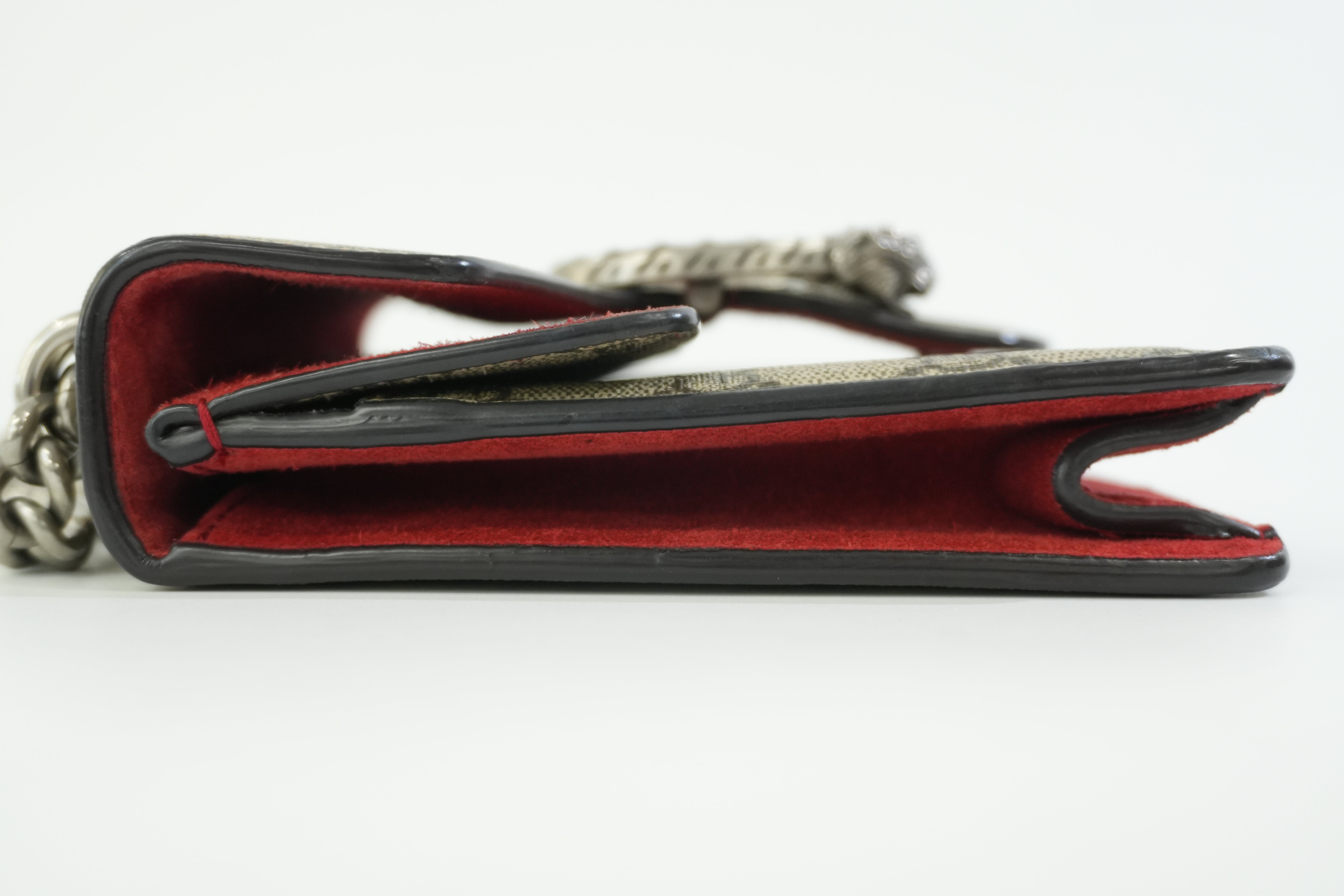 Pre-owned Gucci PVC Canvas Dionysus Double Flap Chain Shoulder Bag Brown and Red