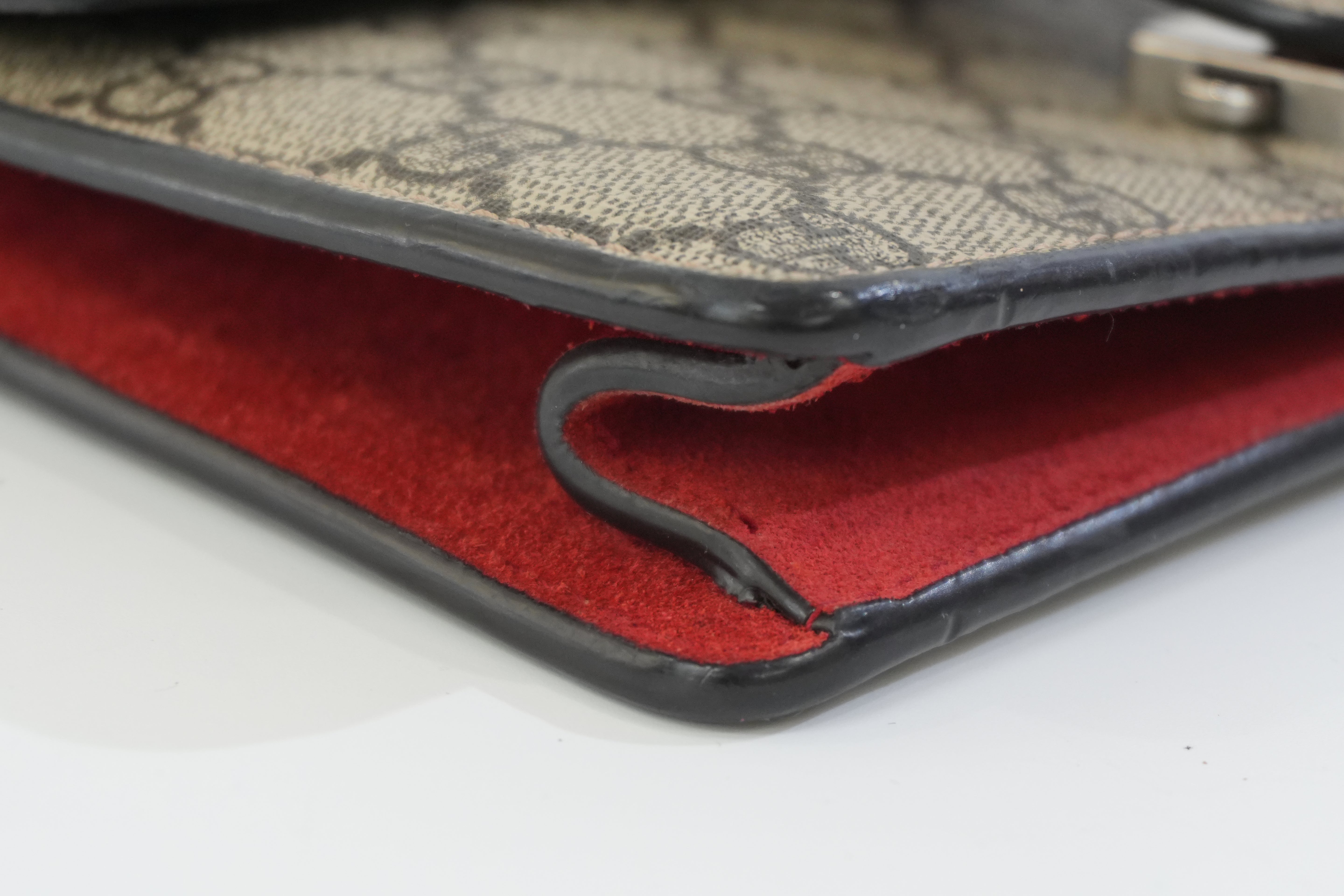 Pre-owned Gucci PVC Canvas Dionysus Double Flap Chain Shoulder Bag Brown and Red