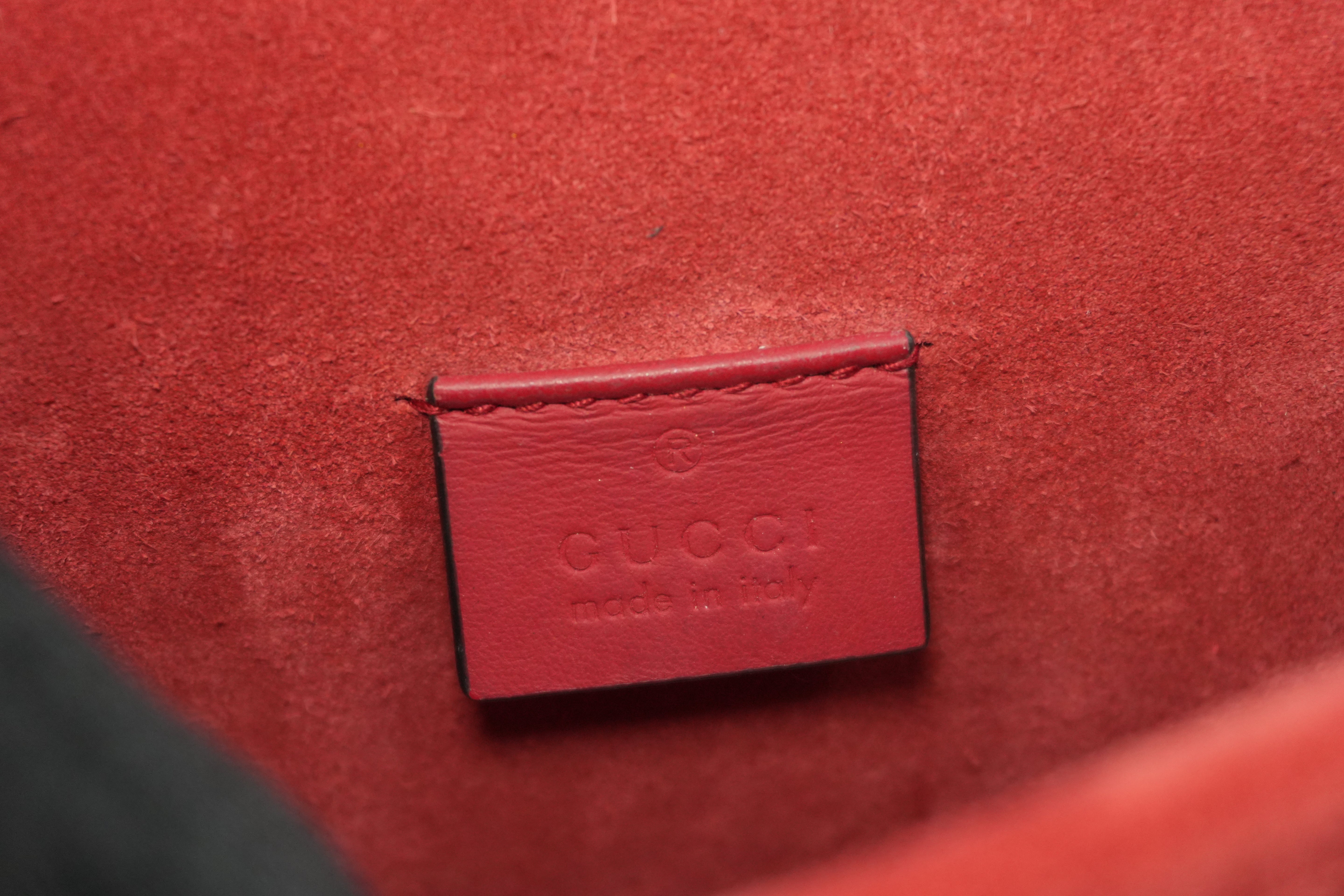 Pre-owned Gucci PVC Canvas Dionysus Double Flap Chain Shoulder Bag Brown and Red