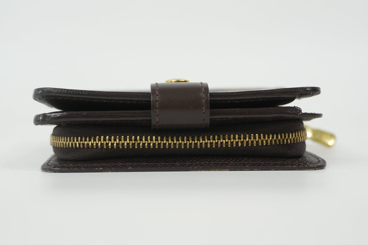Pre-Owned Louis Vuitton Damier Ebene Compact Wallet Brown