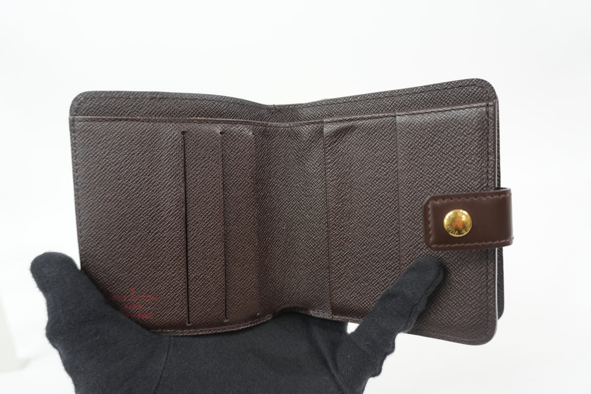 Pre-Owned Louis Vuitton Damier Ebene Compact Wallet Brown