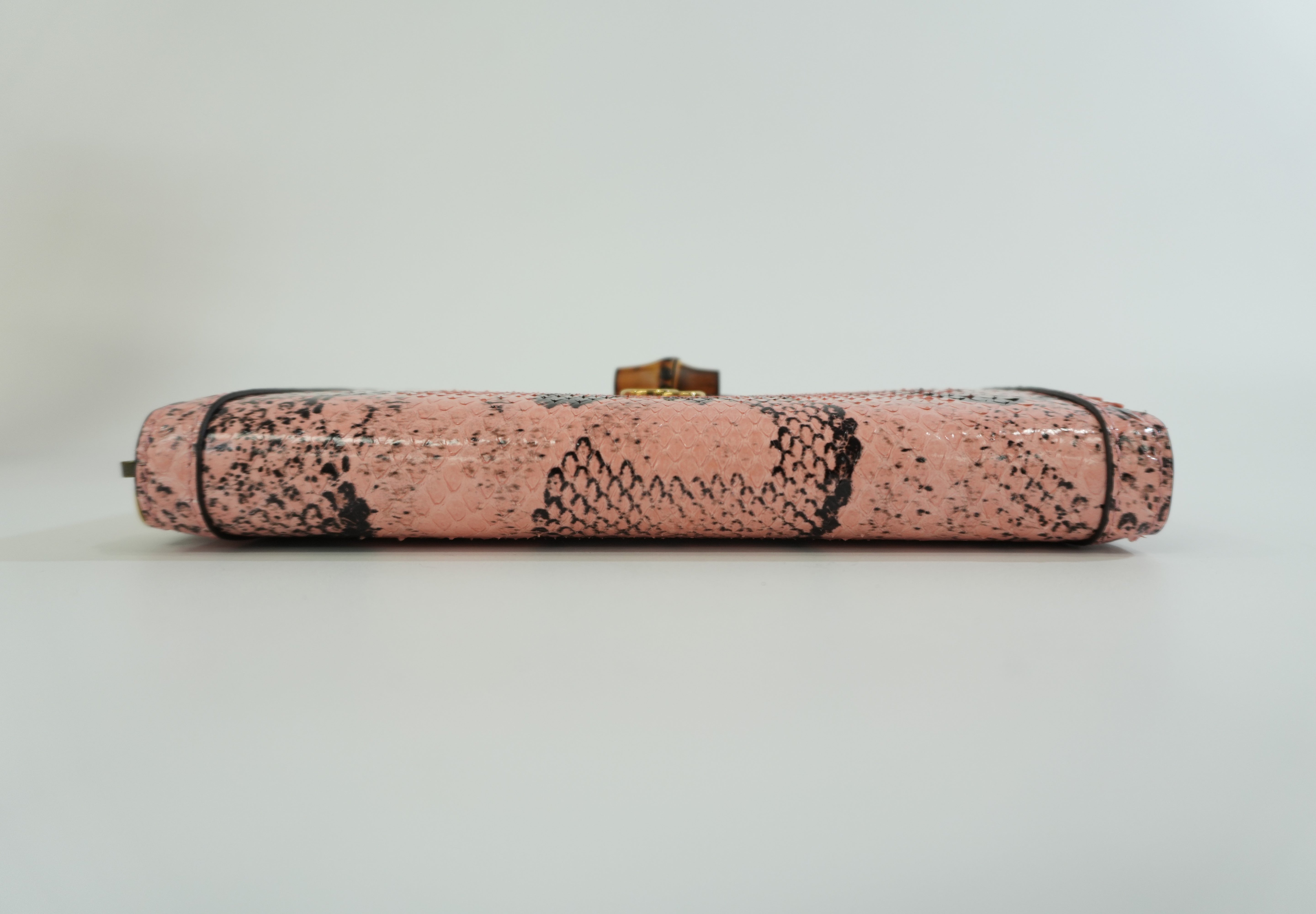 Pre-owned Gucci Snakeskin Leather Zippy Wallet Pink