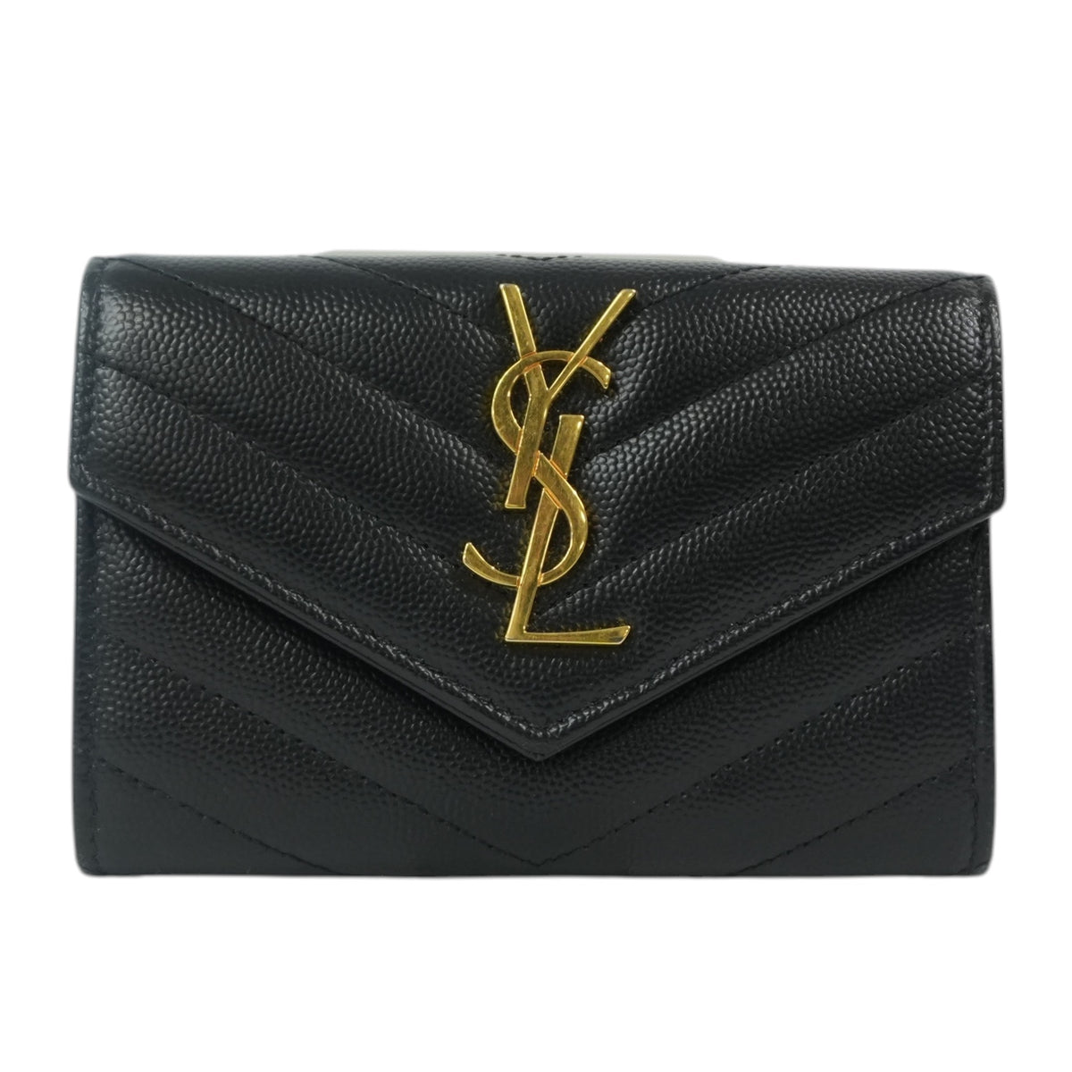 Pre-Owned Yves Saint Laurent Cassandre Matelasse Flap Card Case Black