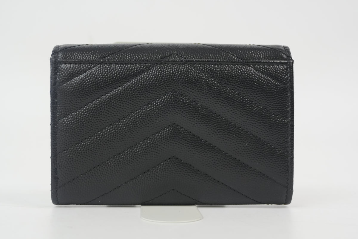 Pre-Owned Yves Saint Laurent Cassandre Matelasse Flap Card Case Black