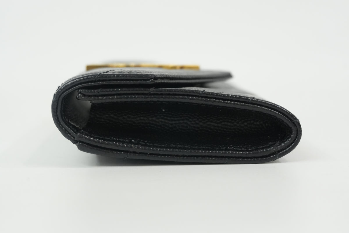 Pre-Owned Yves Saint Laurent Cassandre Matelasse Flap Card Case Black
