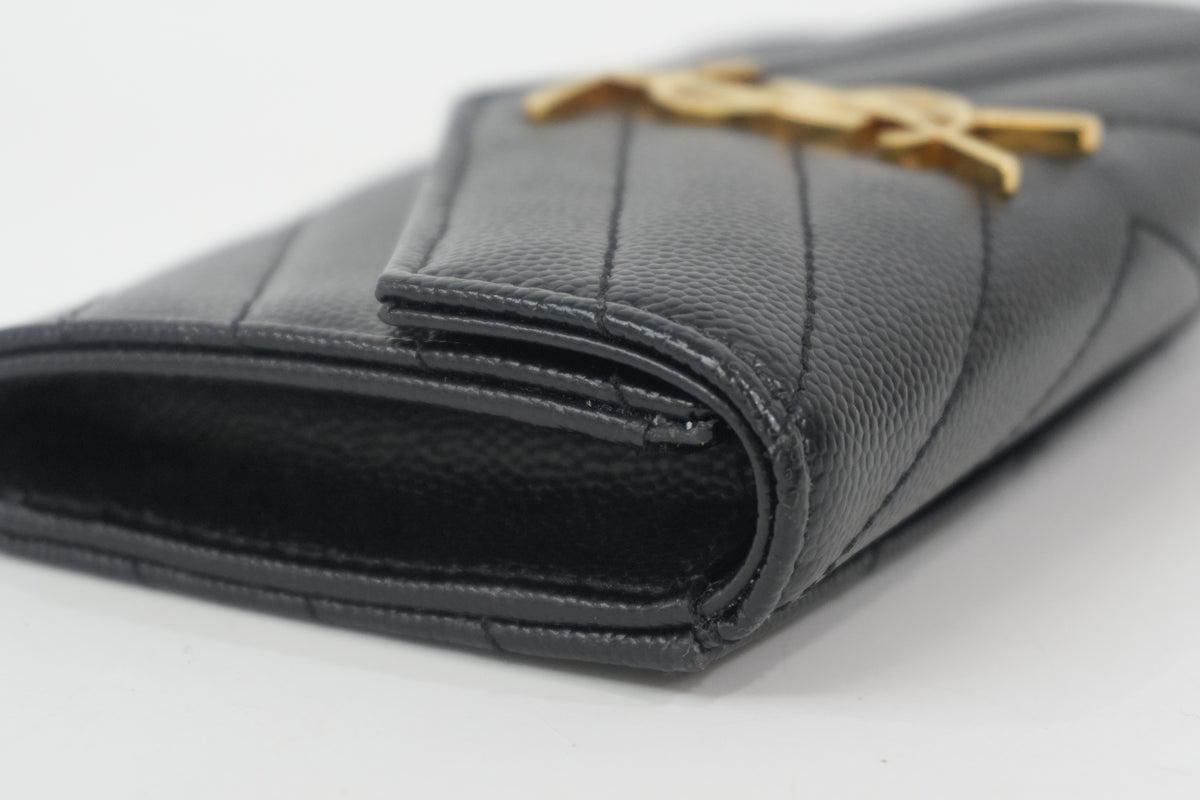 Pre-Owned Yves Saint Laurent Cassandre Matelasse Flap Card Case Black