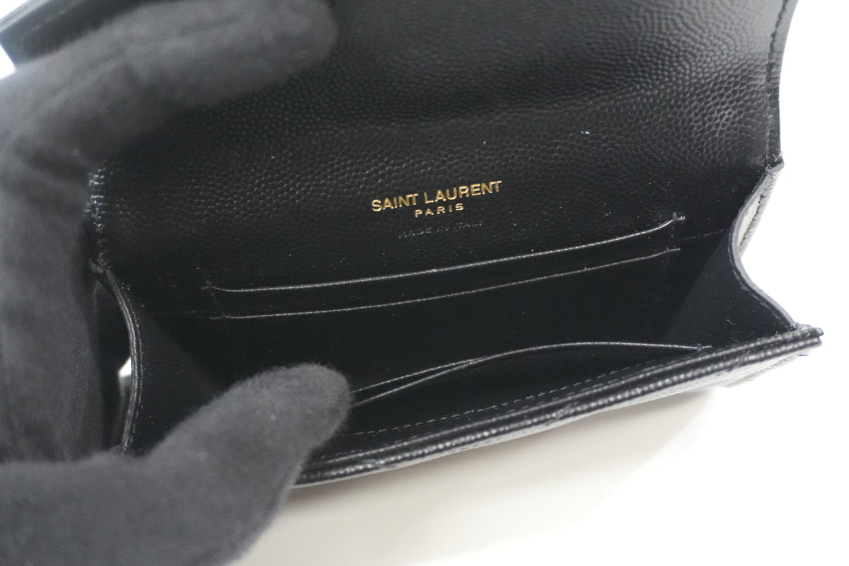 Pre-Owned Yves Saint Laurent Cassandre Matelasse Flap Card Case Black
