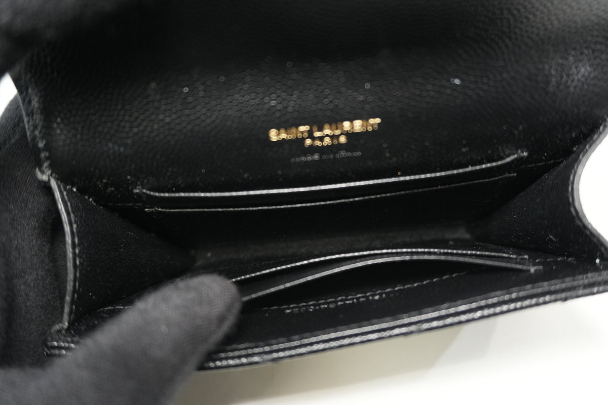Pre-Owned Yves Saint Laurent Cassandre Matelasse Flap Card Case Black