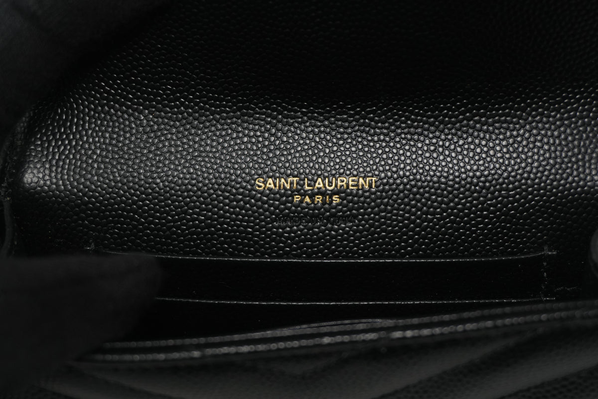 Pre-Owned Yves Saint Laurent Cassandre Matelasse Flap Card Case Black