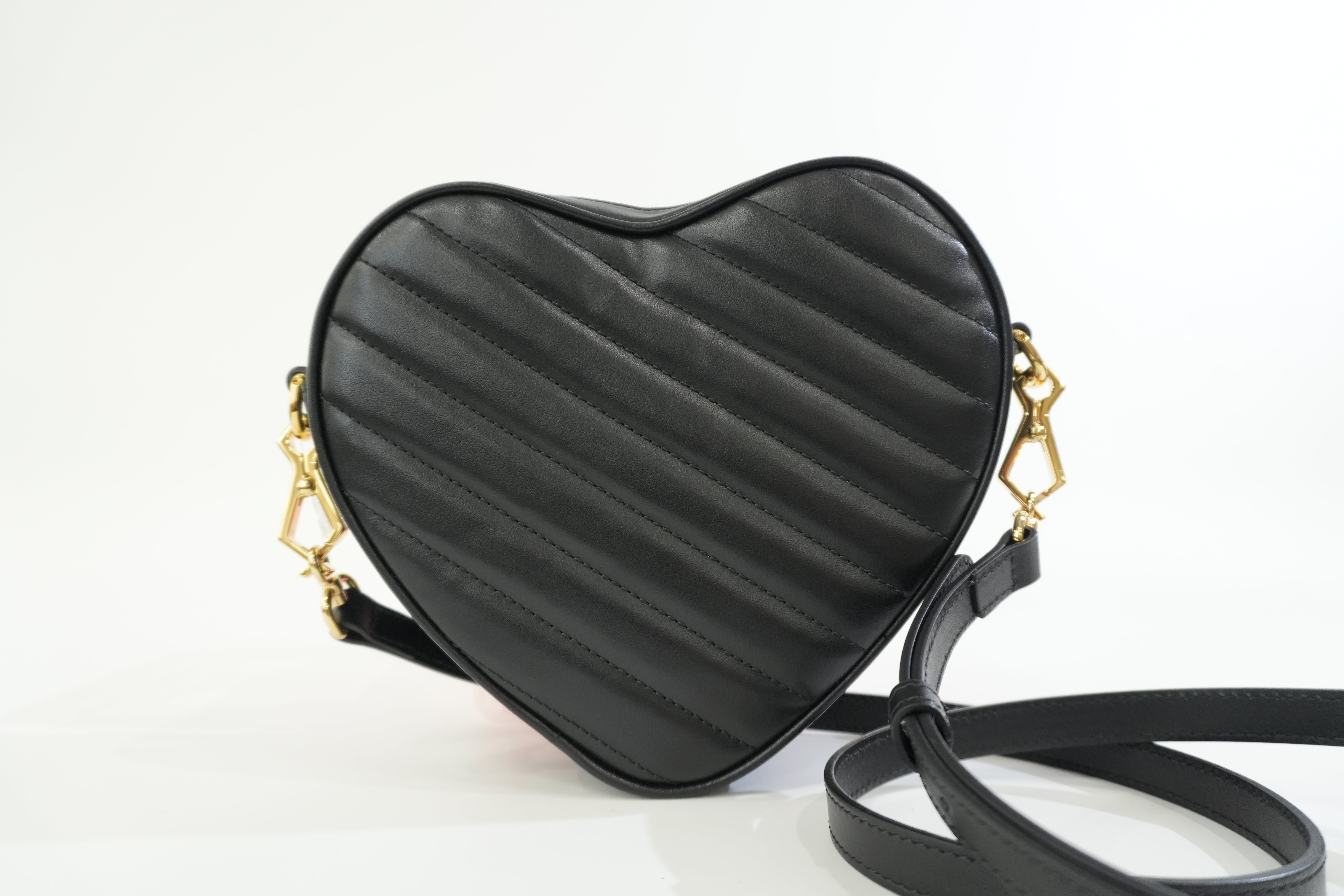Gucci Leather Marmont Heart Shoulder Bag Black Used