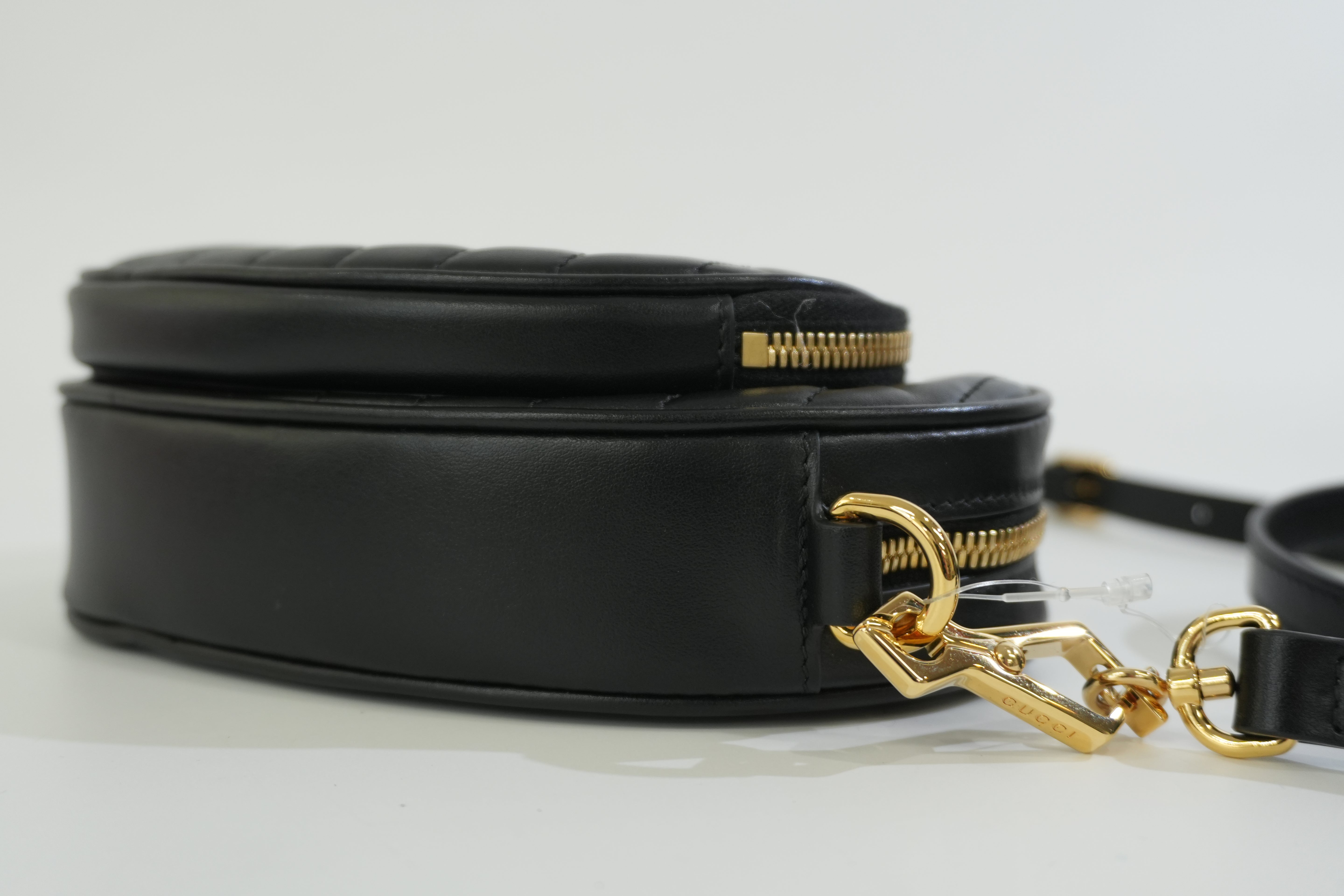 Gucci Leather Marmont Heart Shoulder Bag Black Used
