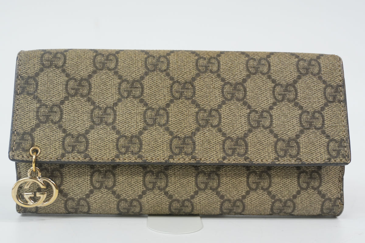 Pre-Owned Gucci Guccisima Long Wallet Brown