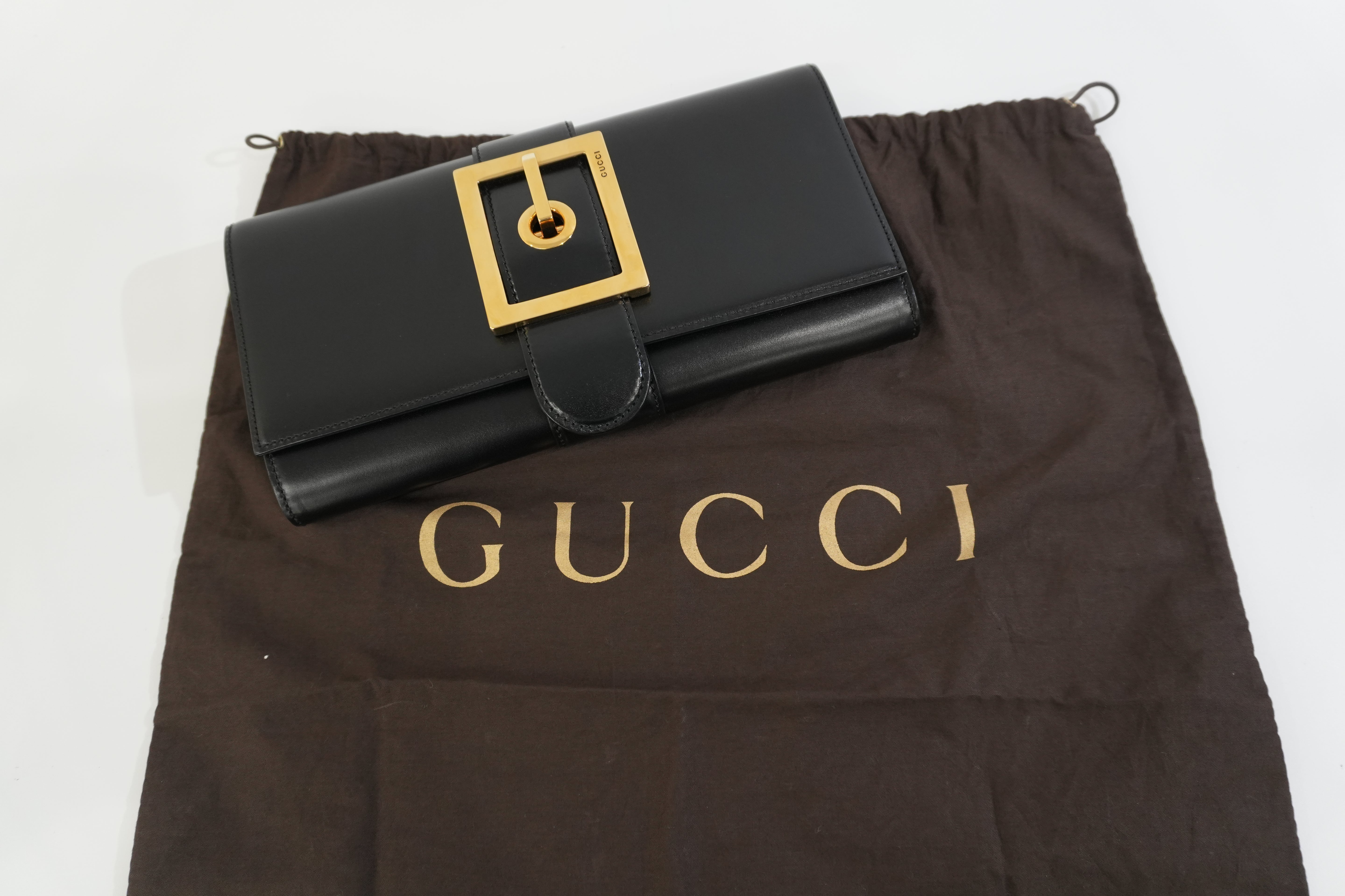 Gucci Leather Clutch Black Used
