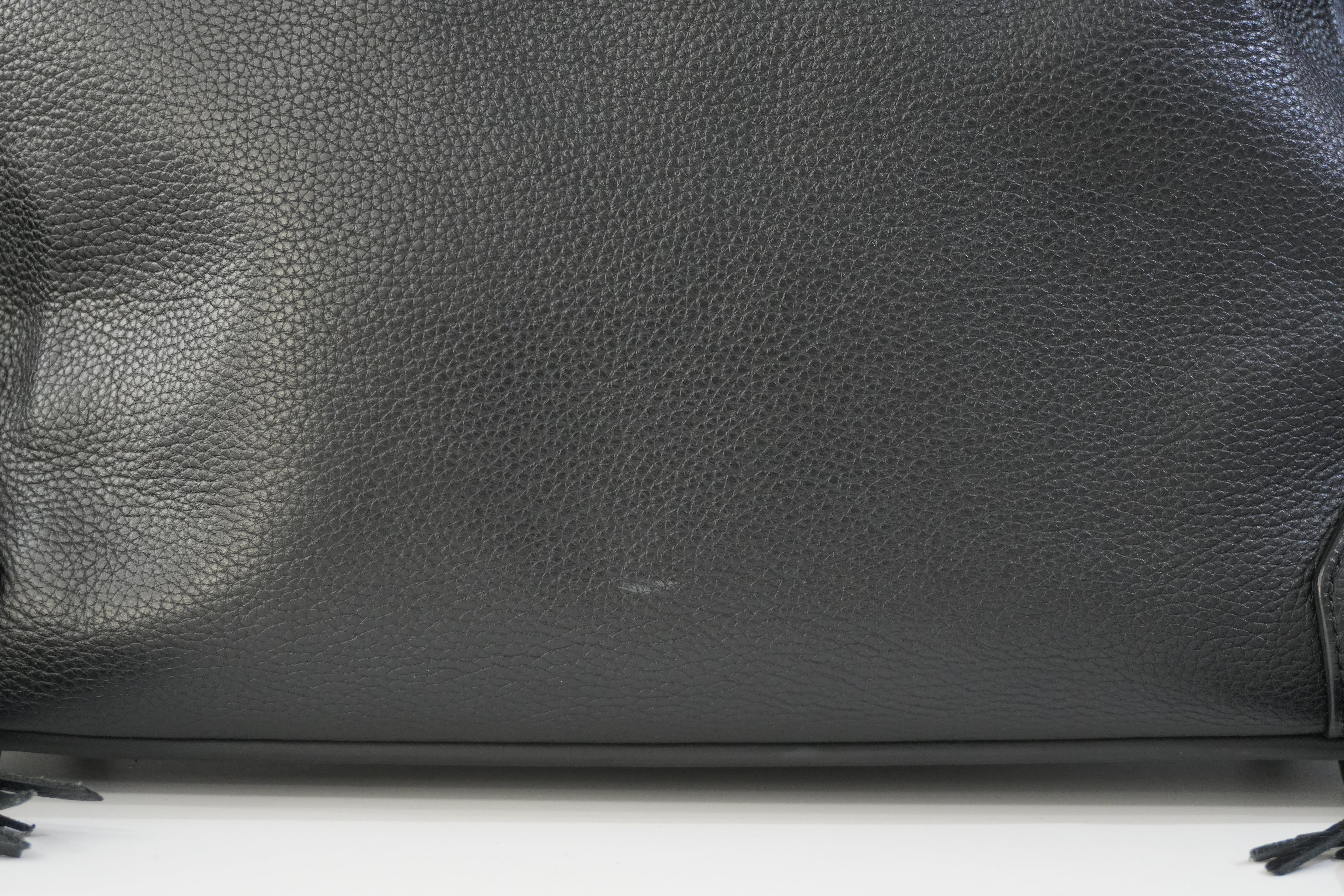 Pre-owned Christian Louboutin Leather Eloise Fringes and Spike Hobo Shoulder Bag Black