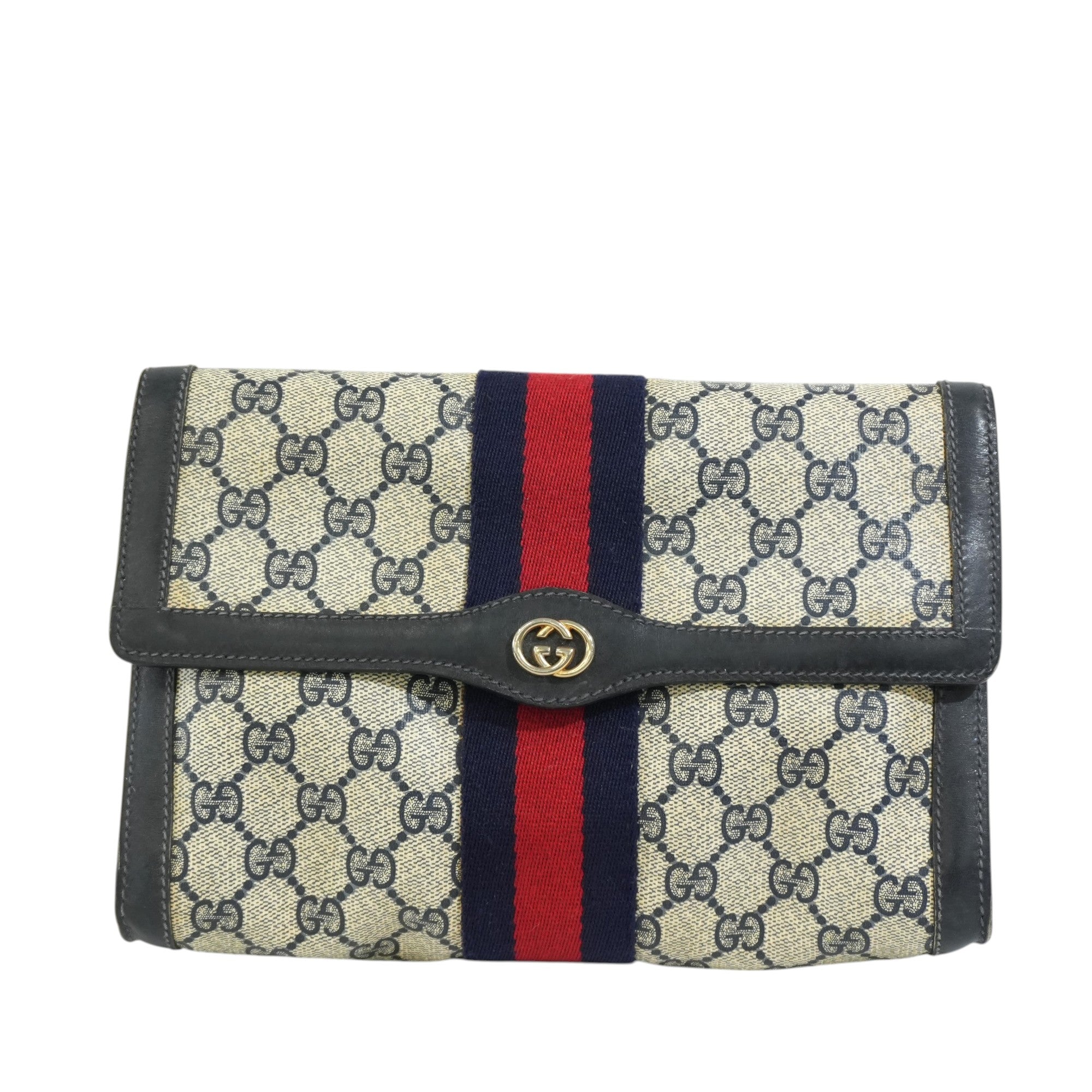 Pre-owned Gucci Vintage Flap Pouch Blue