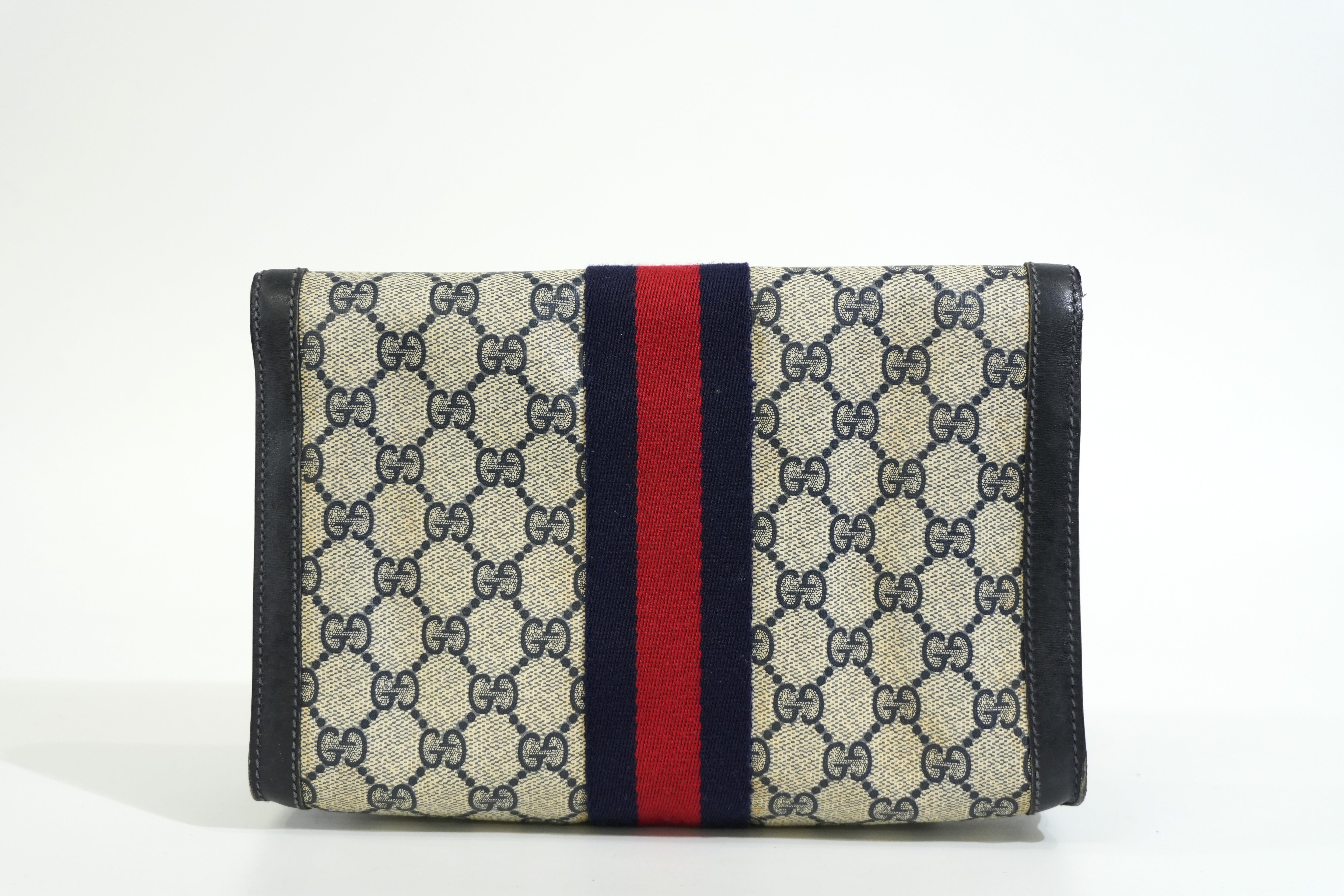 Pre-owned Gucci Vintage Flap Pouch Blue