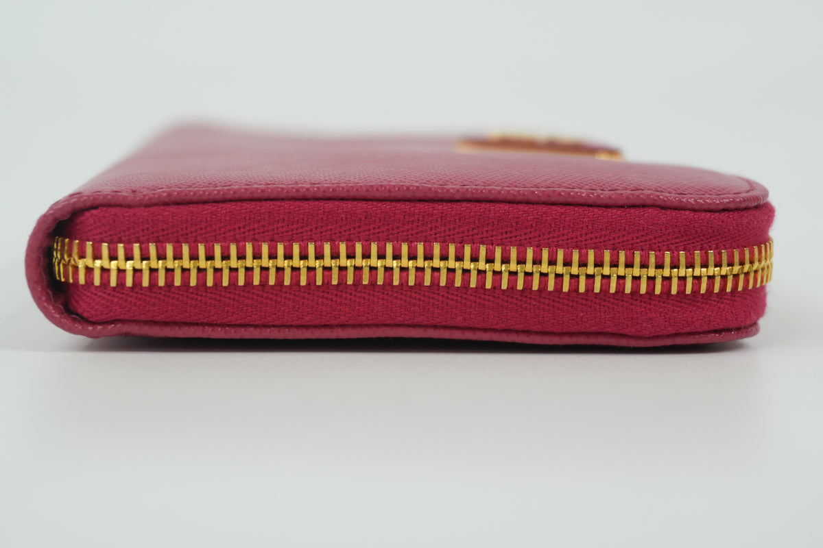 Pre-Owned Prada Saffiano Zippy Long Wallet Pink