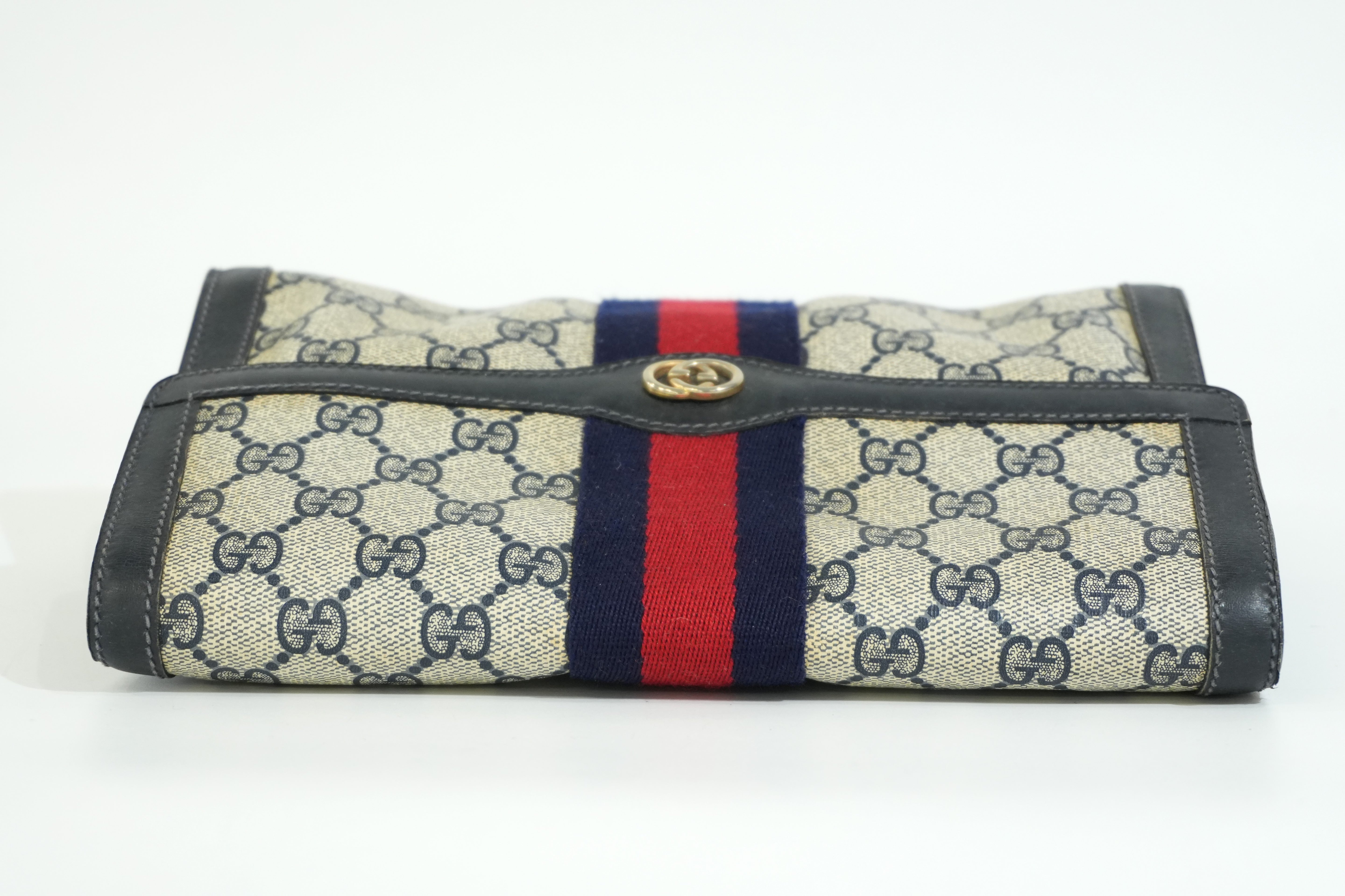 Pre-owned Gucci Vintage Flap Pouch Blue