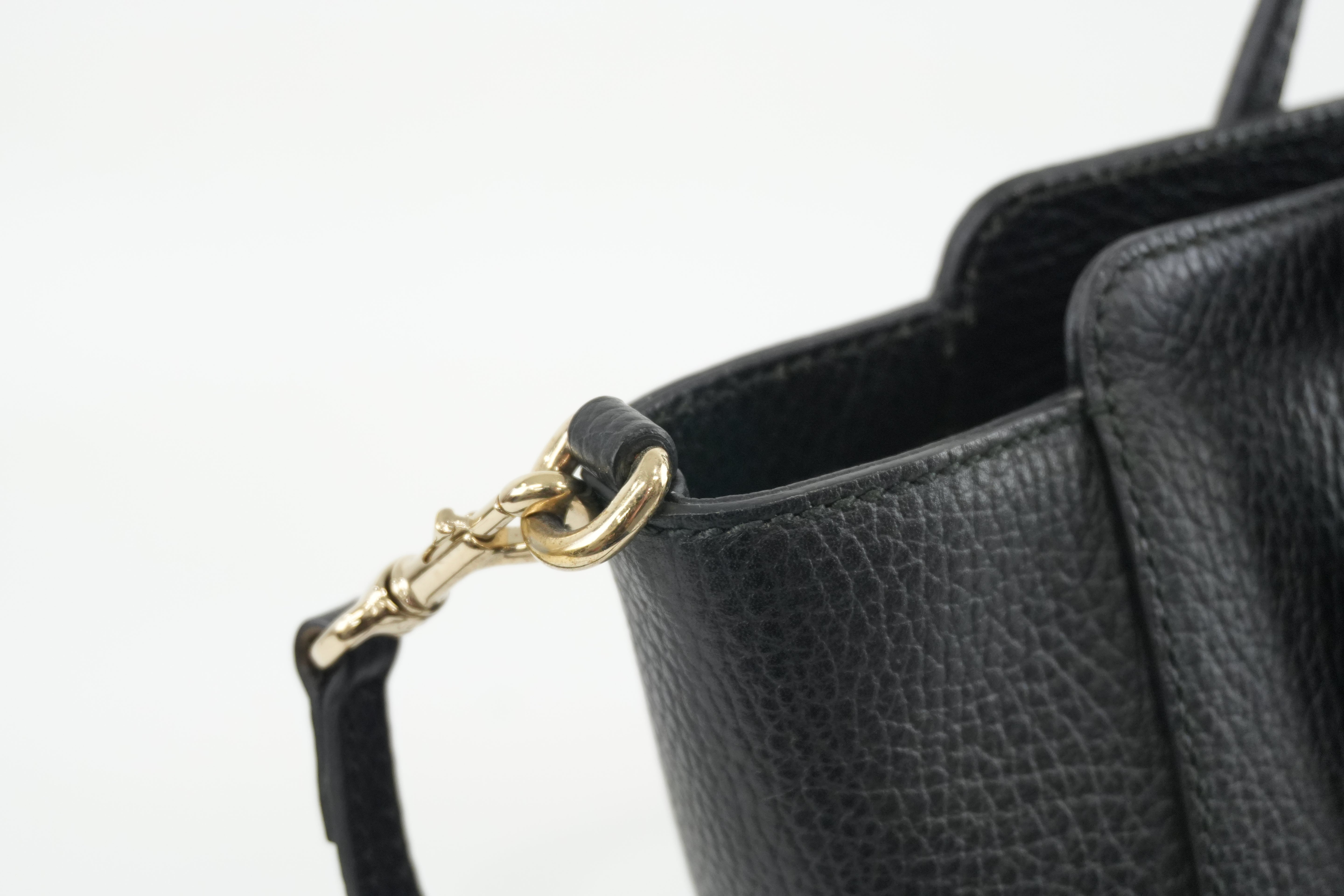 Gucci Swing Tote Bag Black Leather Used