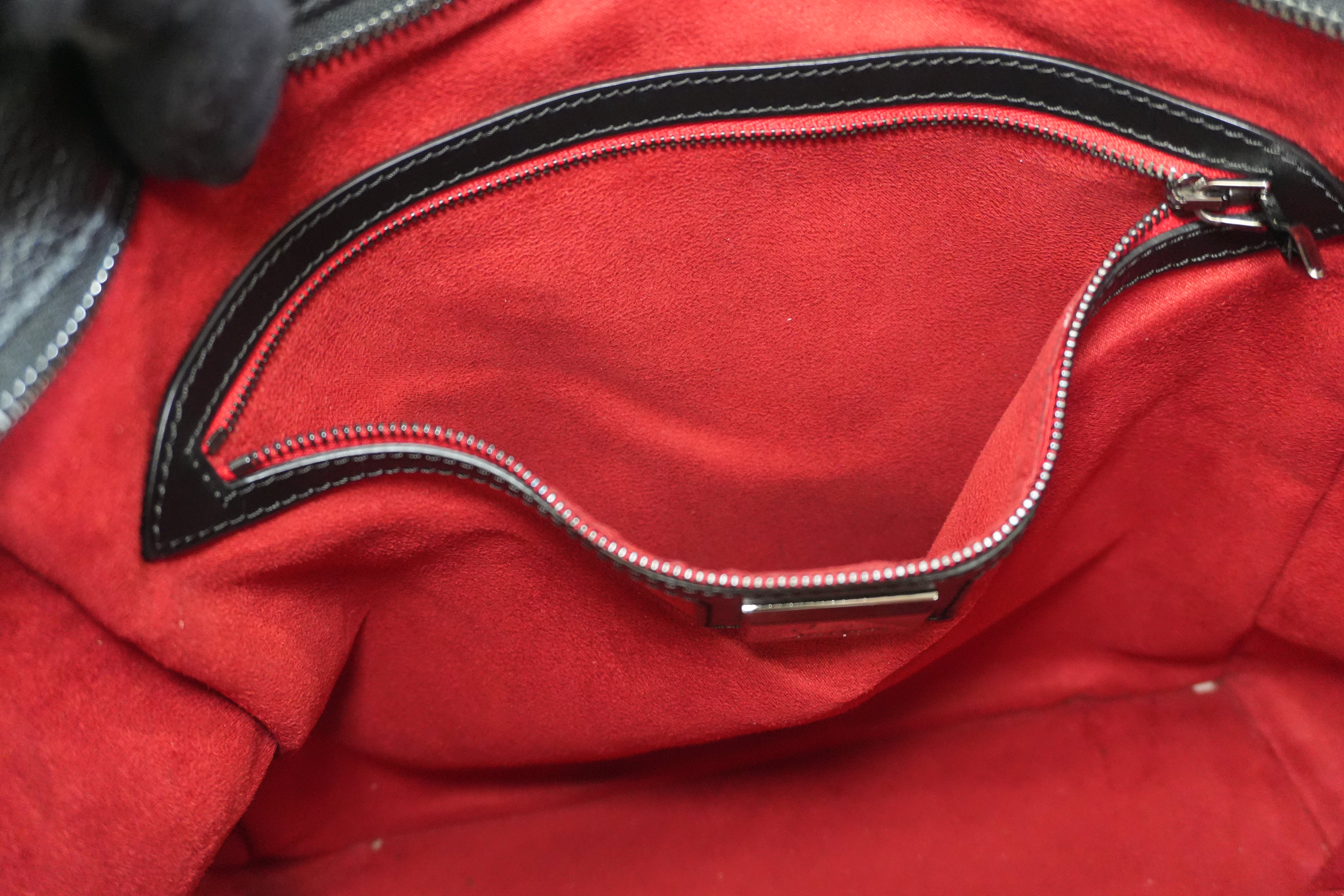 Pre-owned Christian Louboutin Leather Eloise Fringes and Spike Hobo Shoulder Bag Black