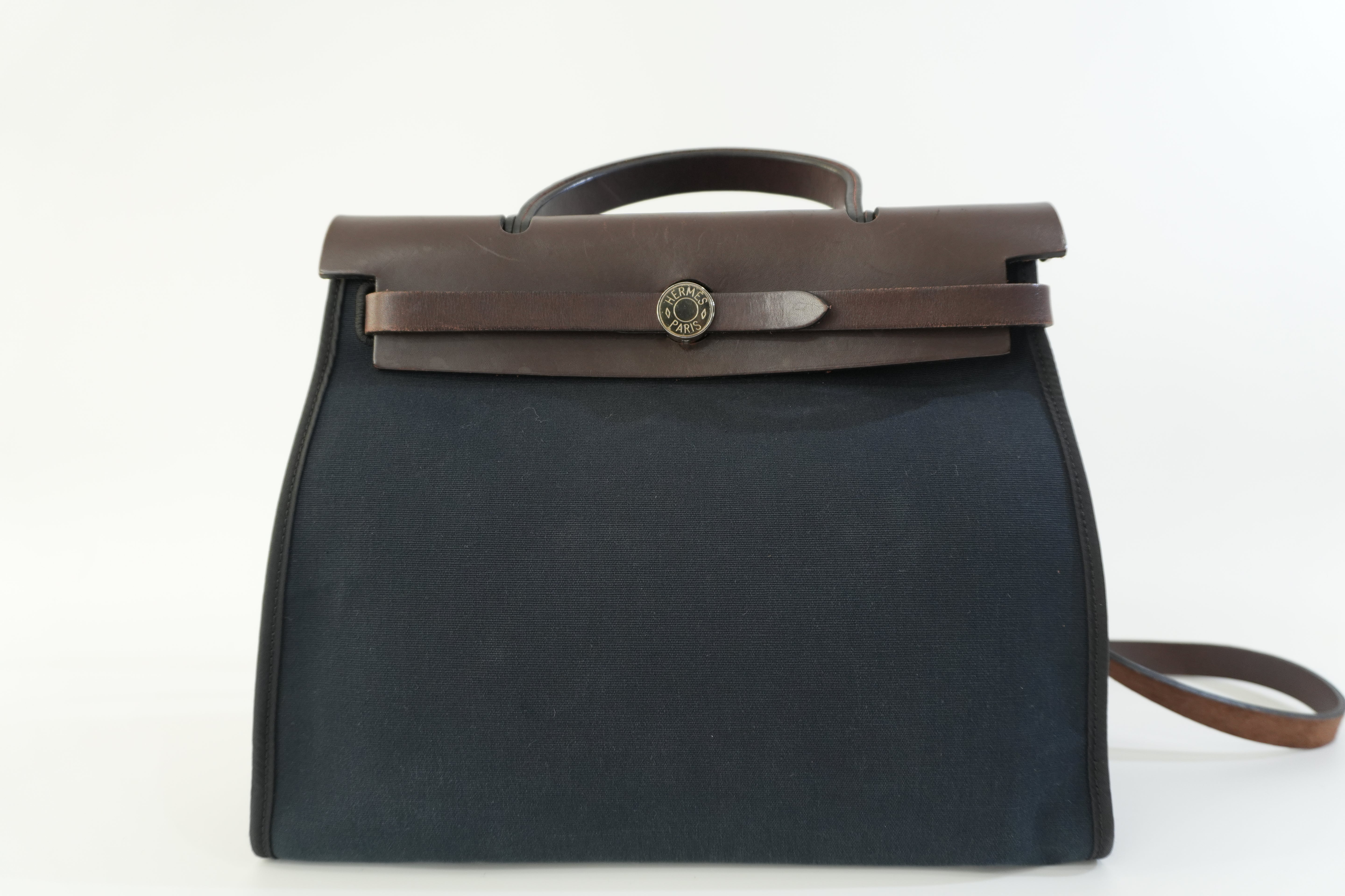 Pre-owned Hermes Canvas Herzip Tote Bag Black