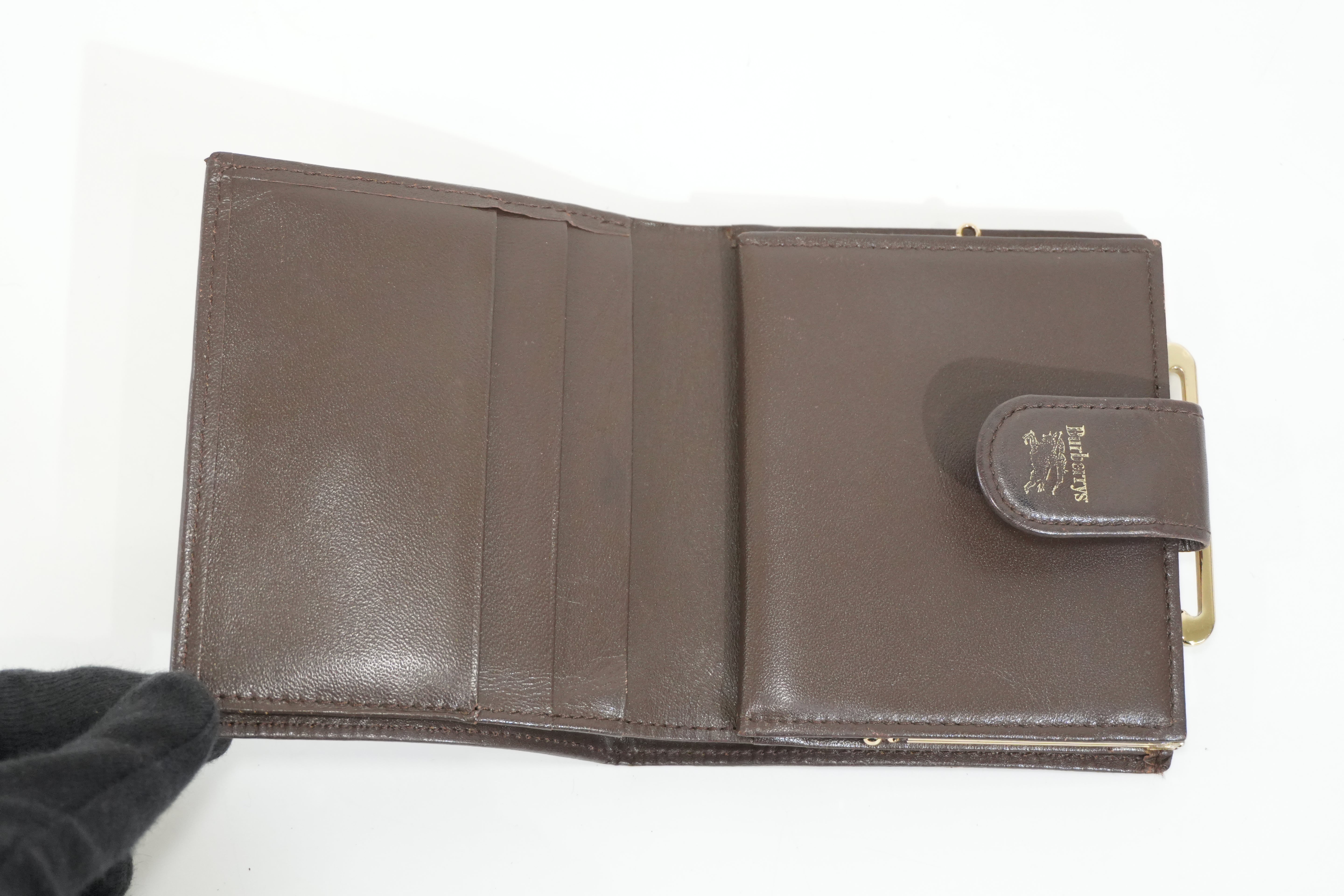 Pre-owned Burberry Haymarket Compact Wallet Brown