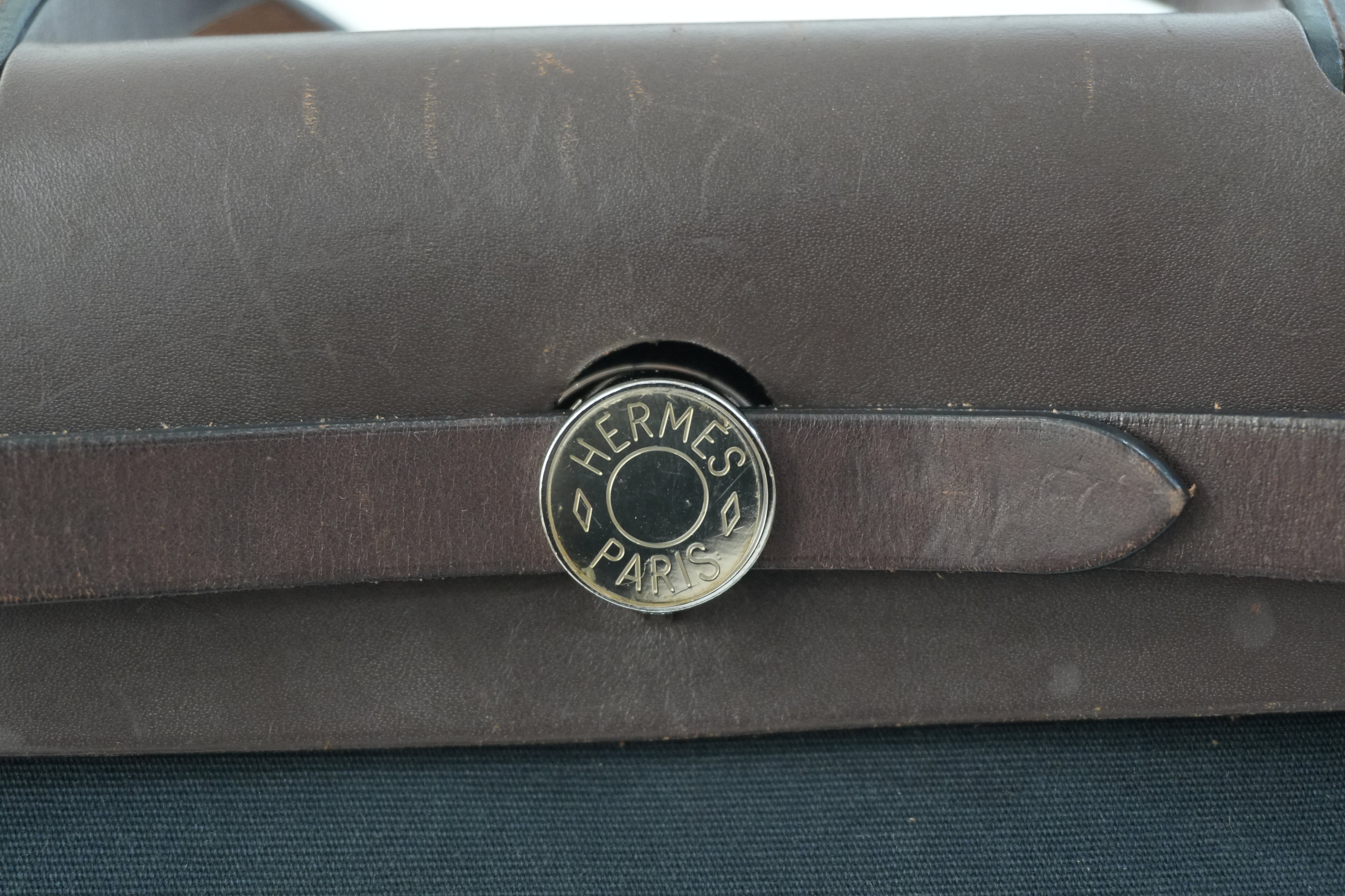 Pre-owned Hermes Canvas Herzip Tote Bag Black