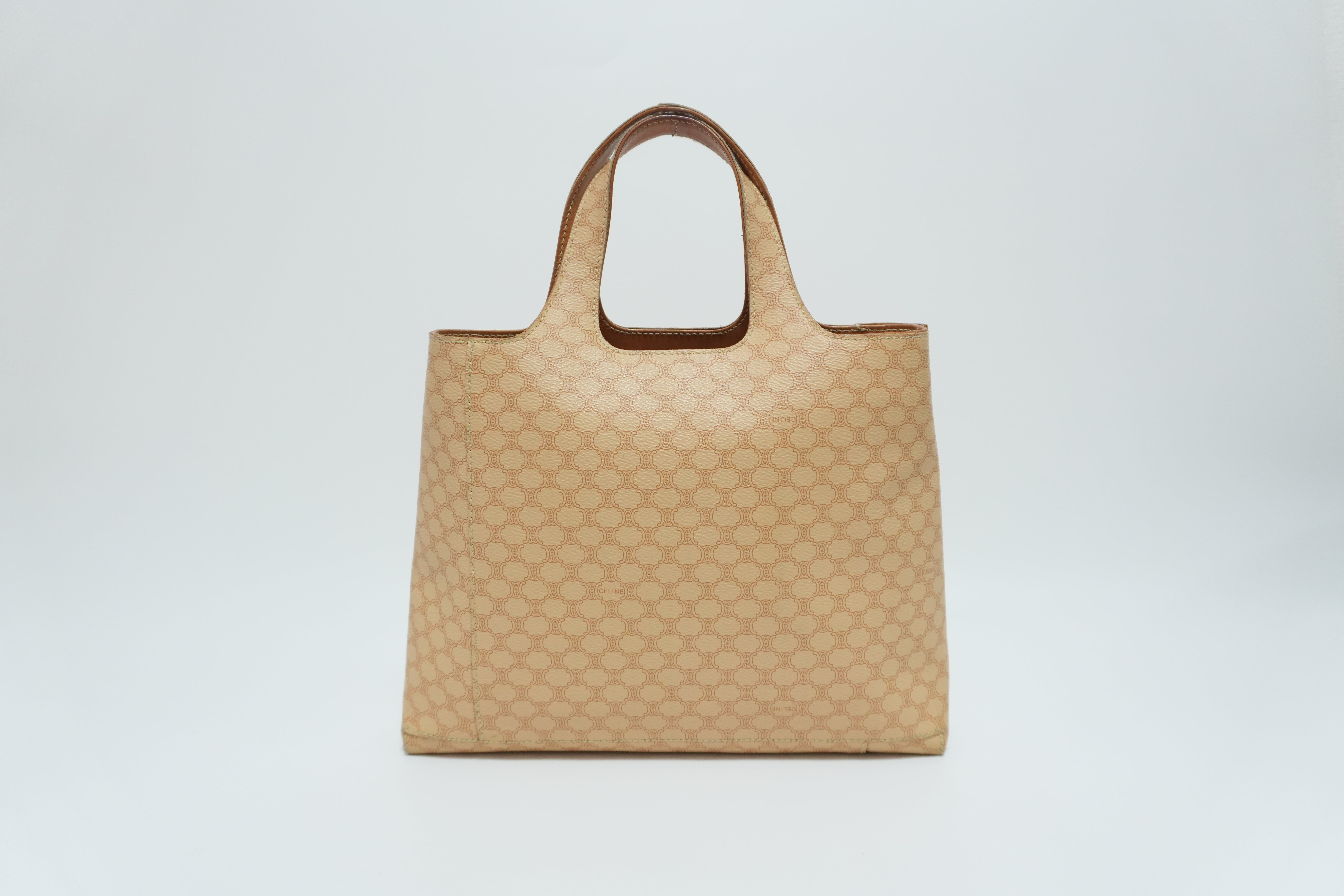 Celine Macadam Tote Bag Beige Used
