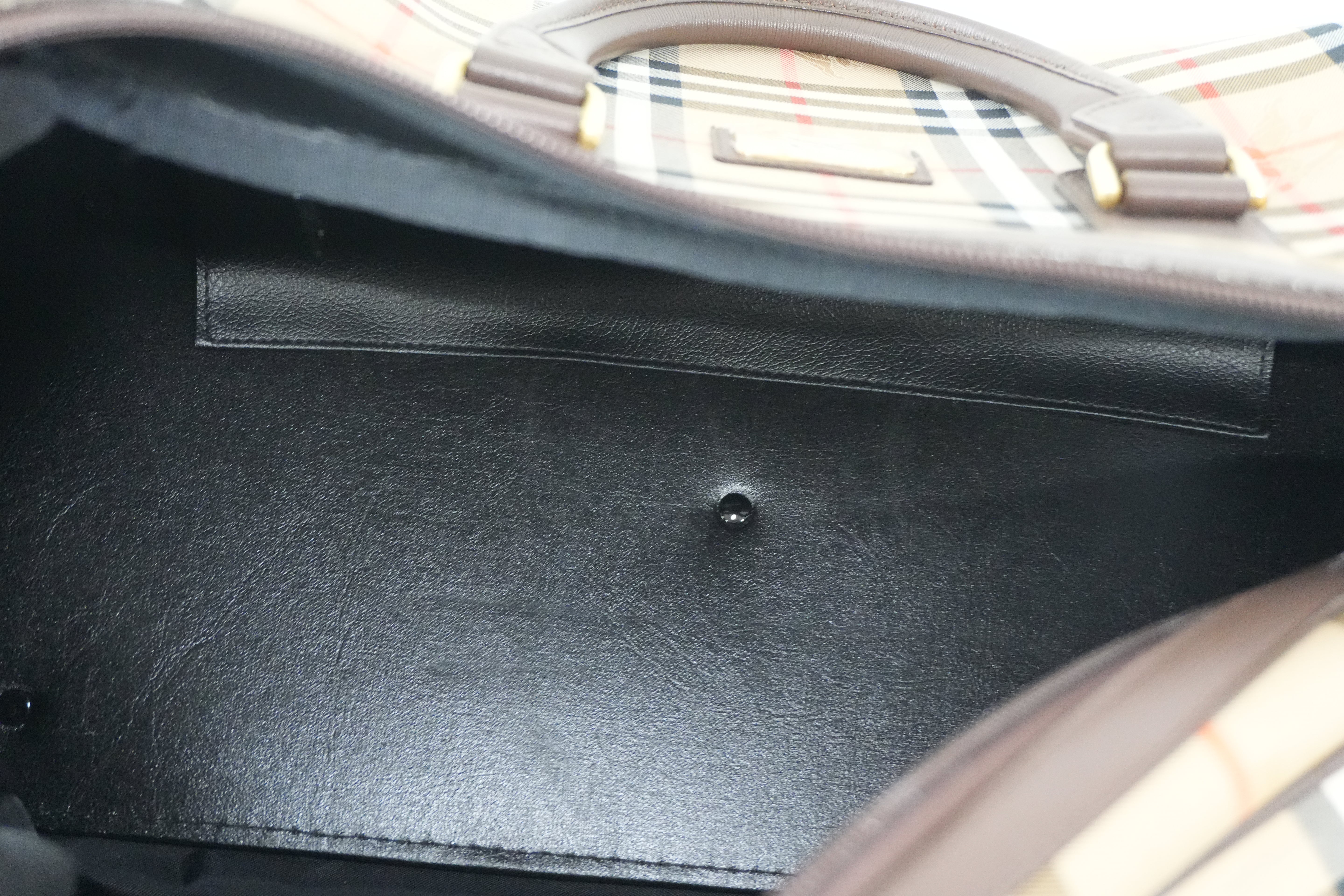 Pre-owned Burberry Haymarket Check Boston Bag